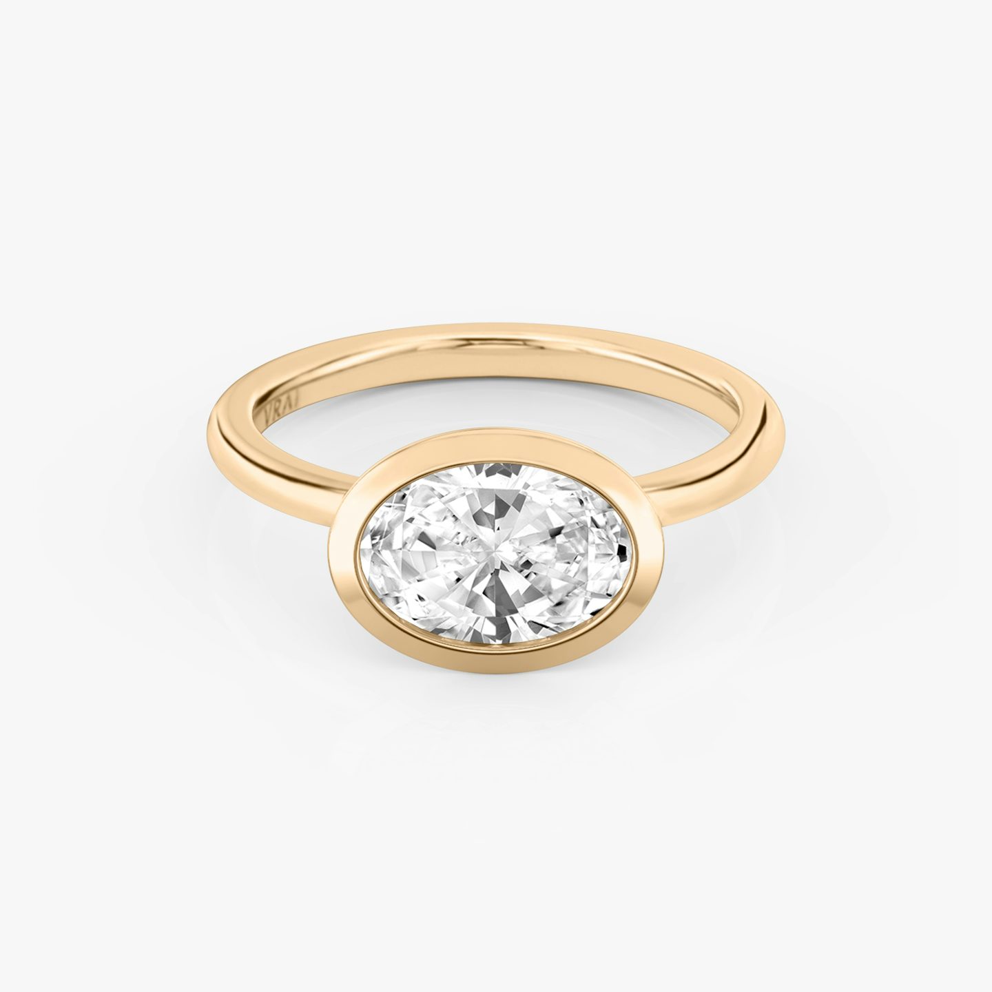 The Signature Bezel | Oval | 14k | Rose Gold | bandAccent: Plain | diamondOrientation: horizontal | caratWeight: other