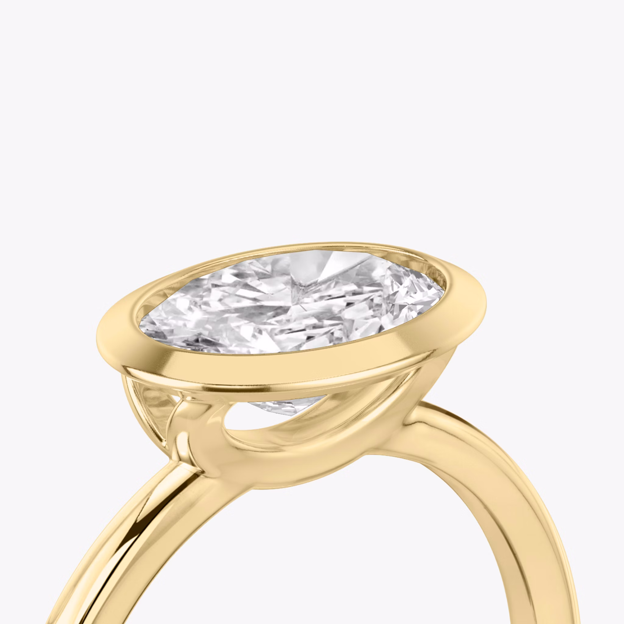 The Signature Bezel | Oval | 18k | Yellow Gold | bandAccent: Plain | diamondOrientation: horizontal | caratWeight: other