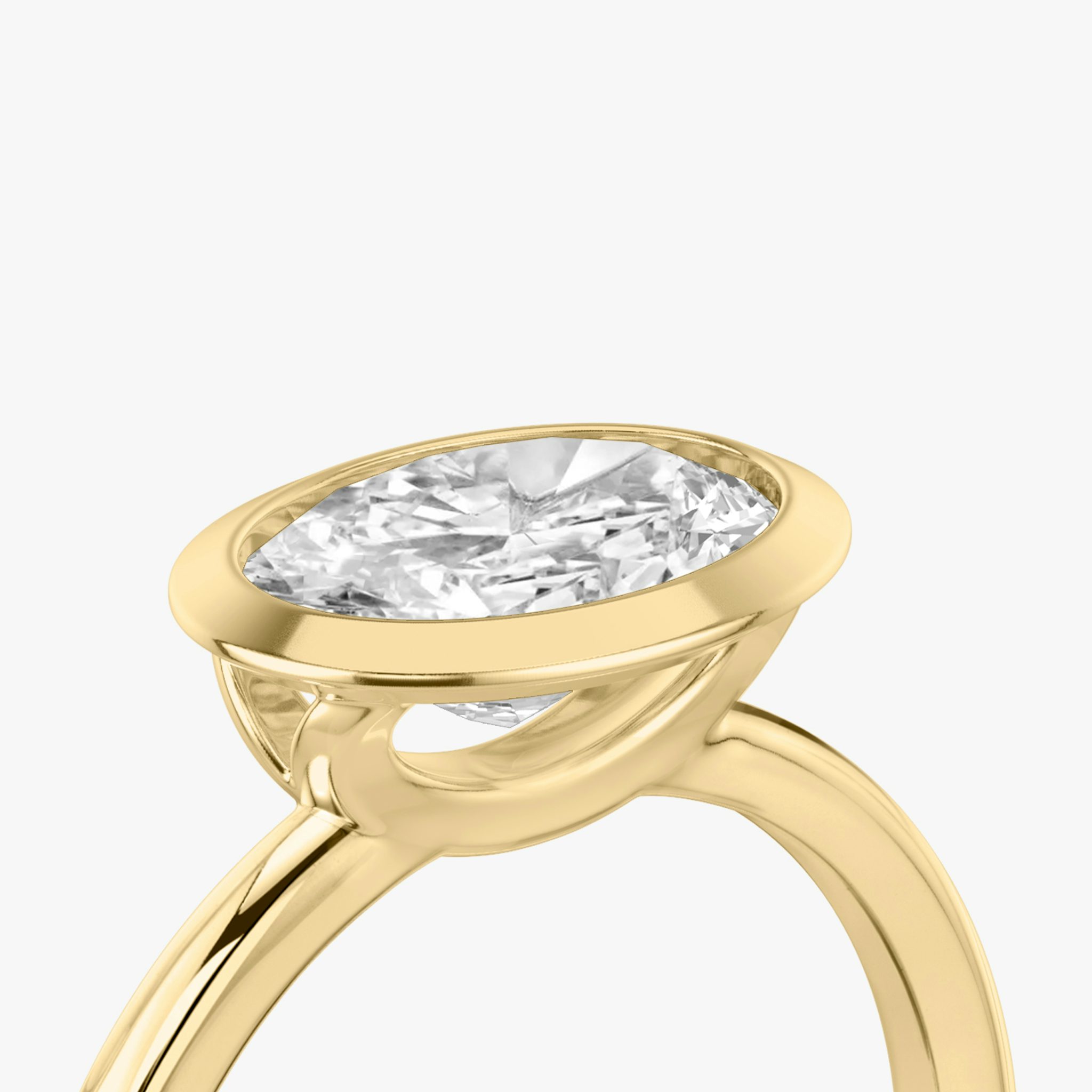 The Signature Bezel | Oval | 18k | Yellow Gold | bandAccent: Plain | diamondOrientation: horizontal | caratWeight: other
