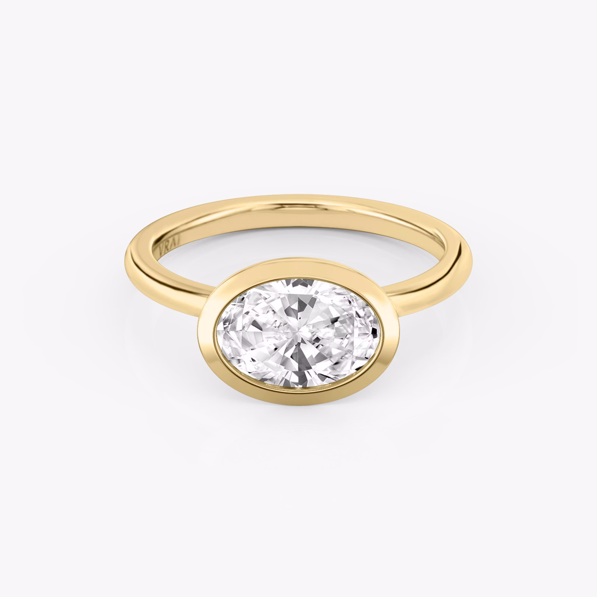 The Signature Bezel | Oval | 18k | Yellow Gold | bandAccent: Plain | diamondOrientation: horizontal | caratWeight: other