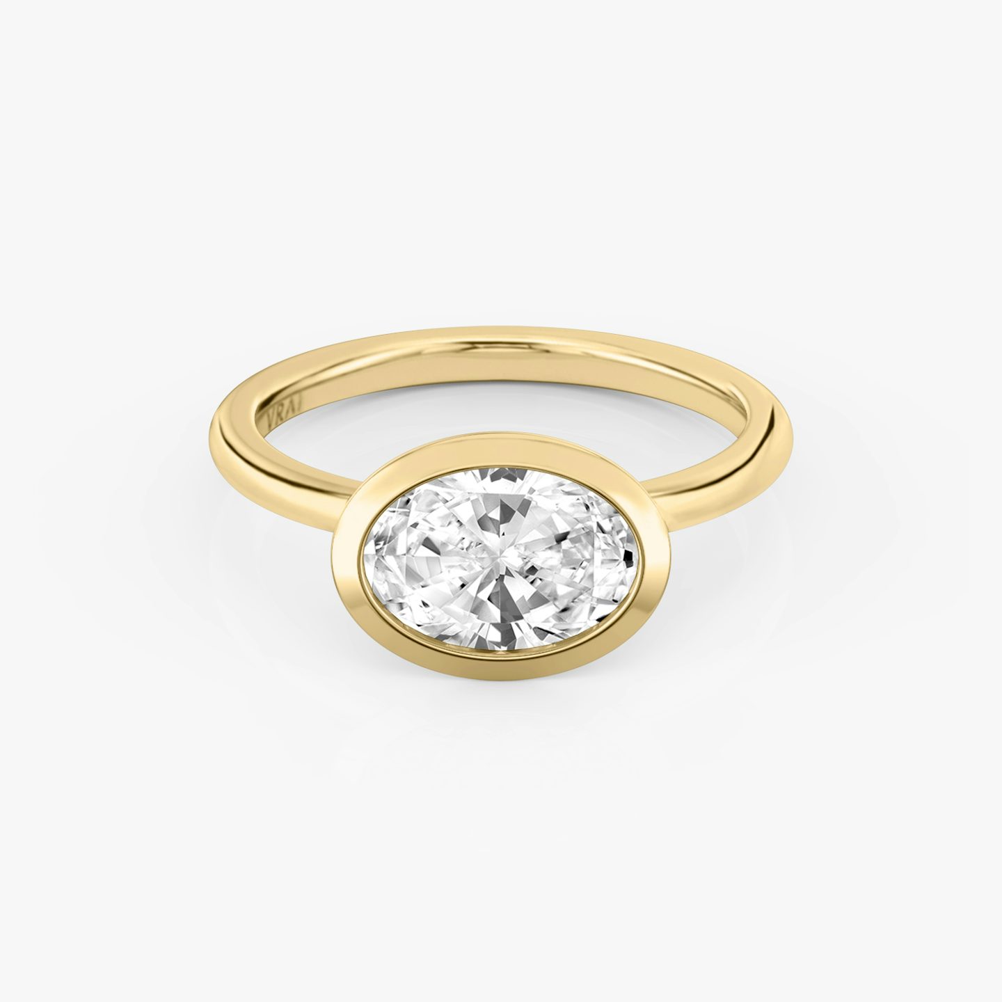 The Signature Bezel | Oval | 18k | Yellow Gold | bandAccent: Plain | diamondOrientation: horizontal | caratWeight: other