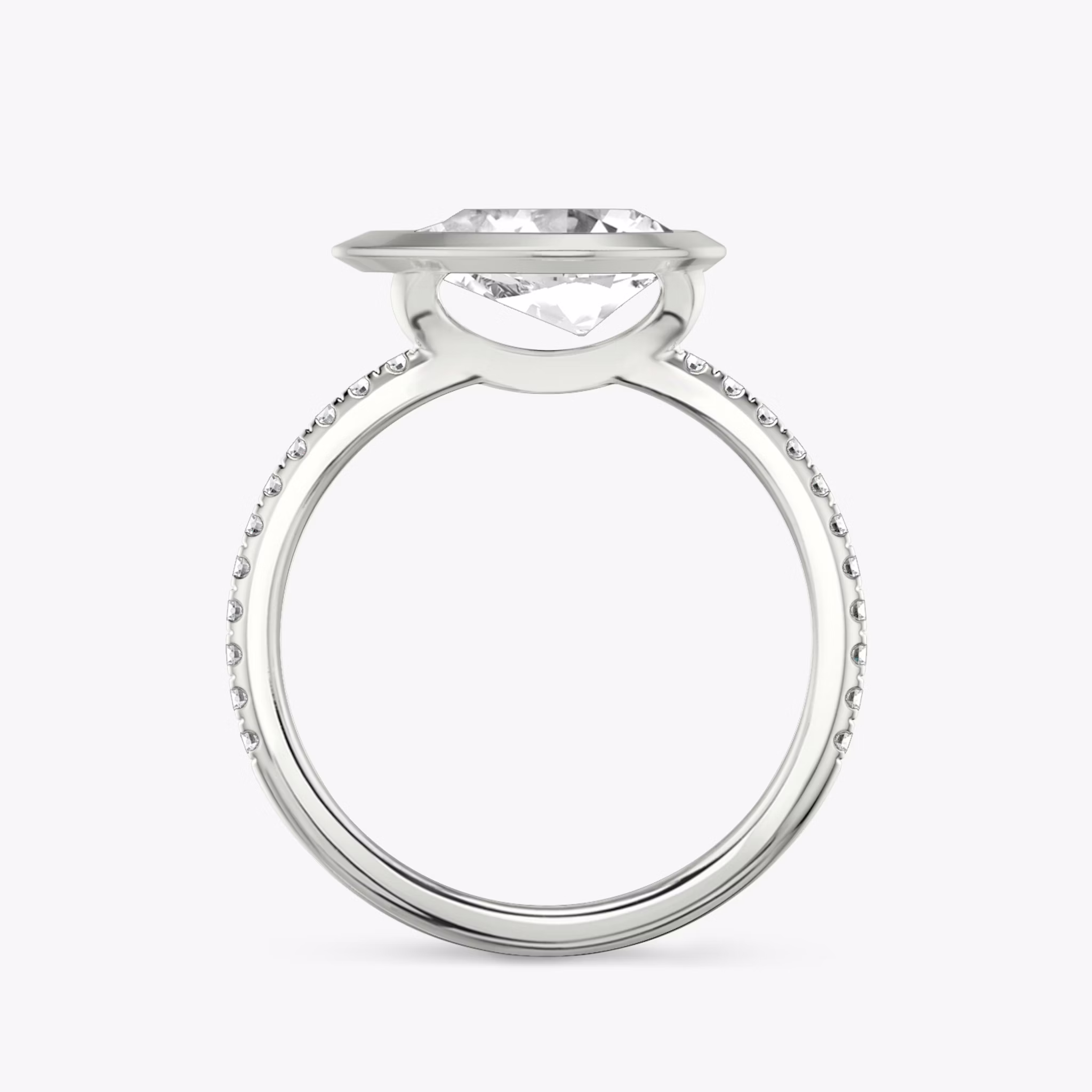 The Signature Bezel | Pear | 18k | White Gold | bandAccent: Pavé | diamondOrientation: horizontal | caratWeight: other