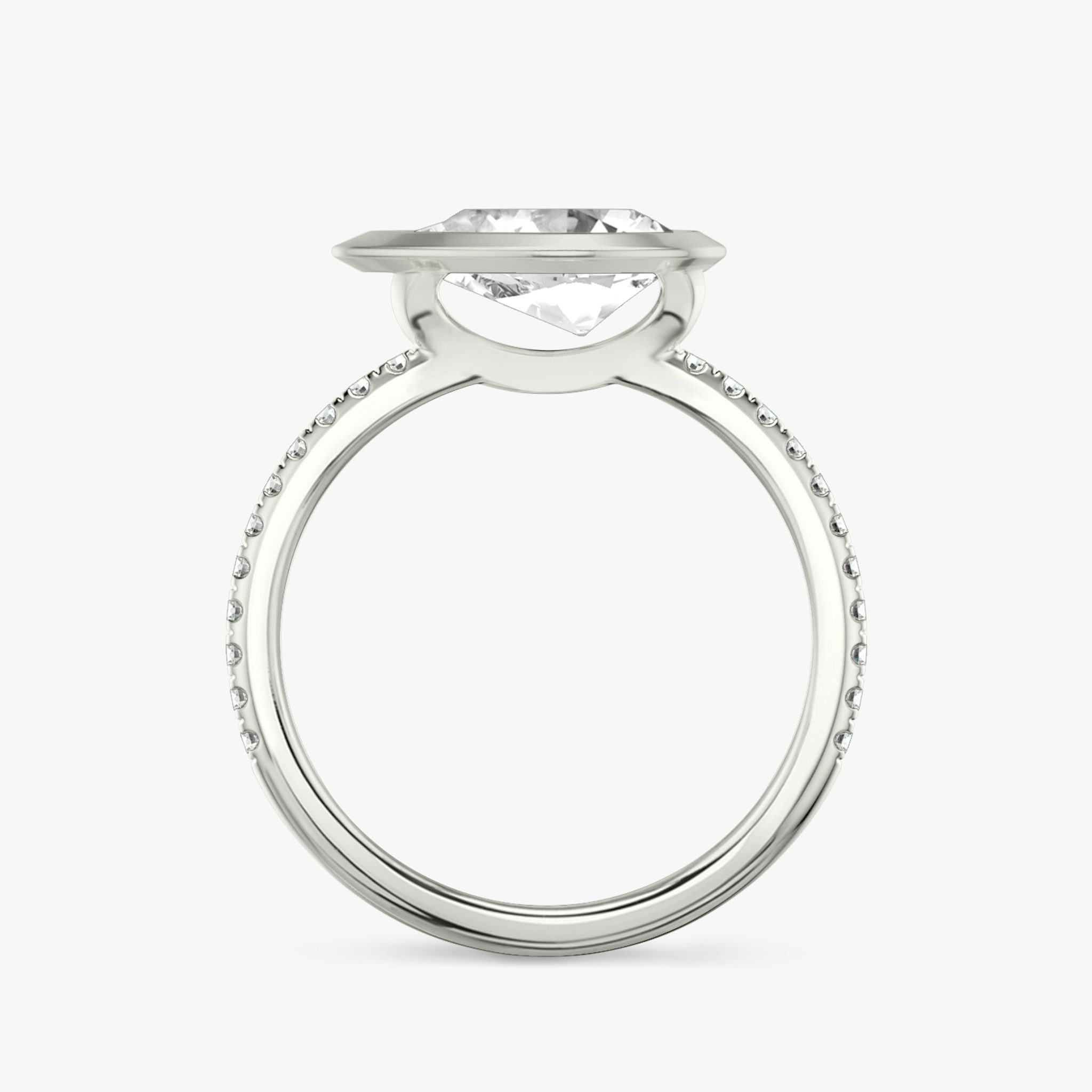 The Signature Bezel | Pear | 18k | White Gold | bandAccent: Pavé | diamondOrientation: horizontal | caratWeight: other