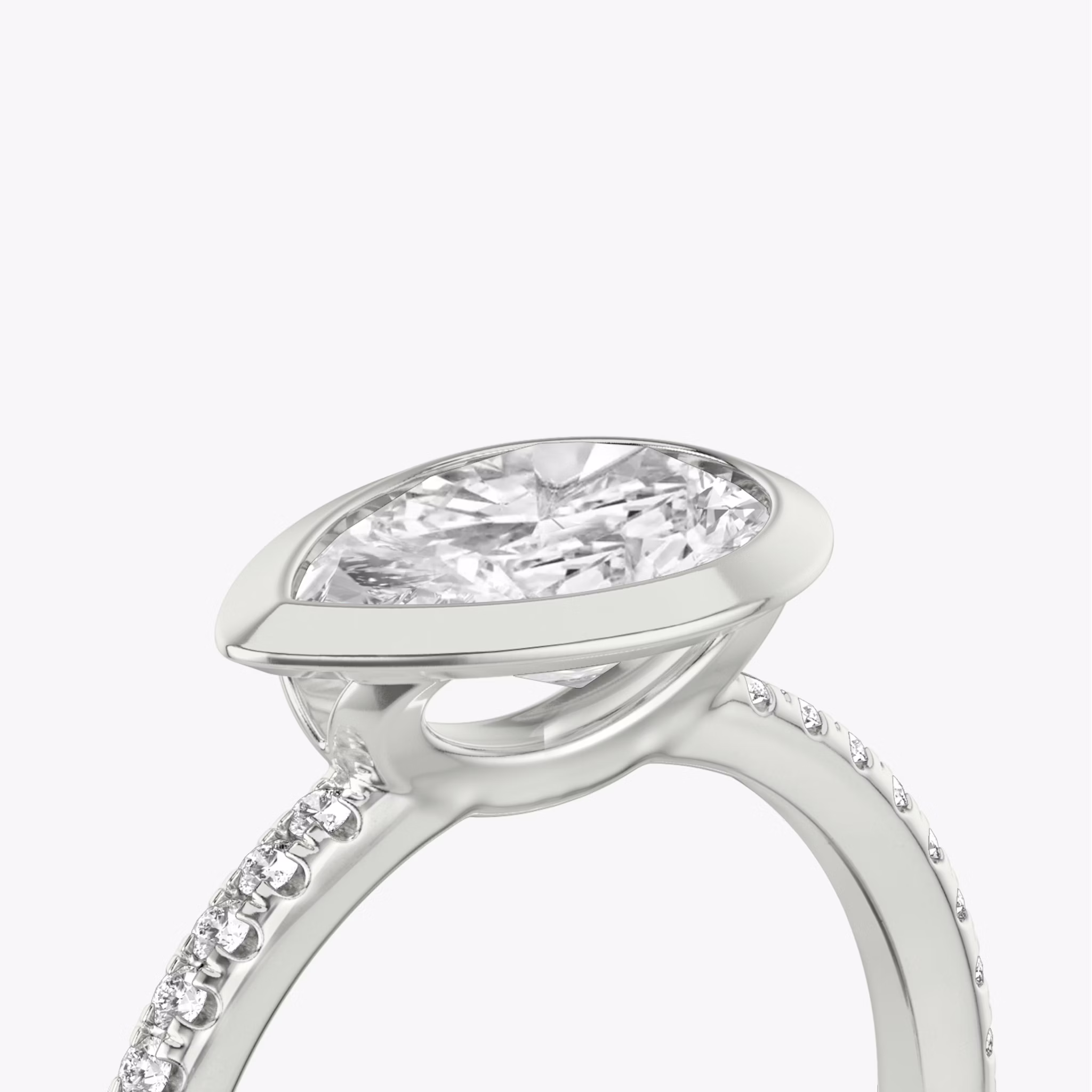 The Signature Bezel | Pear | 18k | White Gold | bandAccent: Pavé | diamondOrientation: horizontal | caratWeight: other