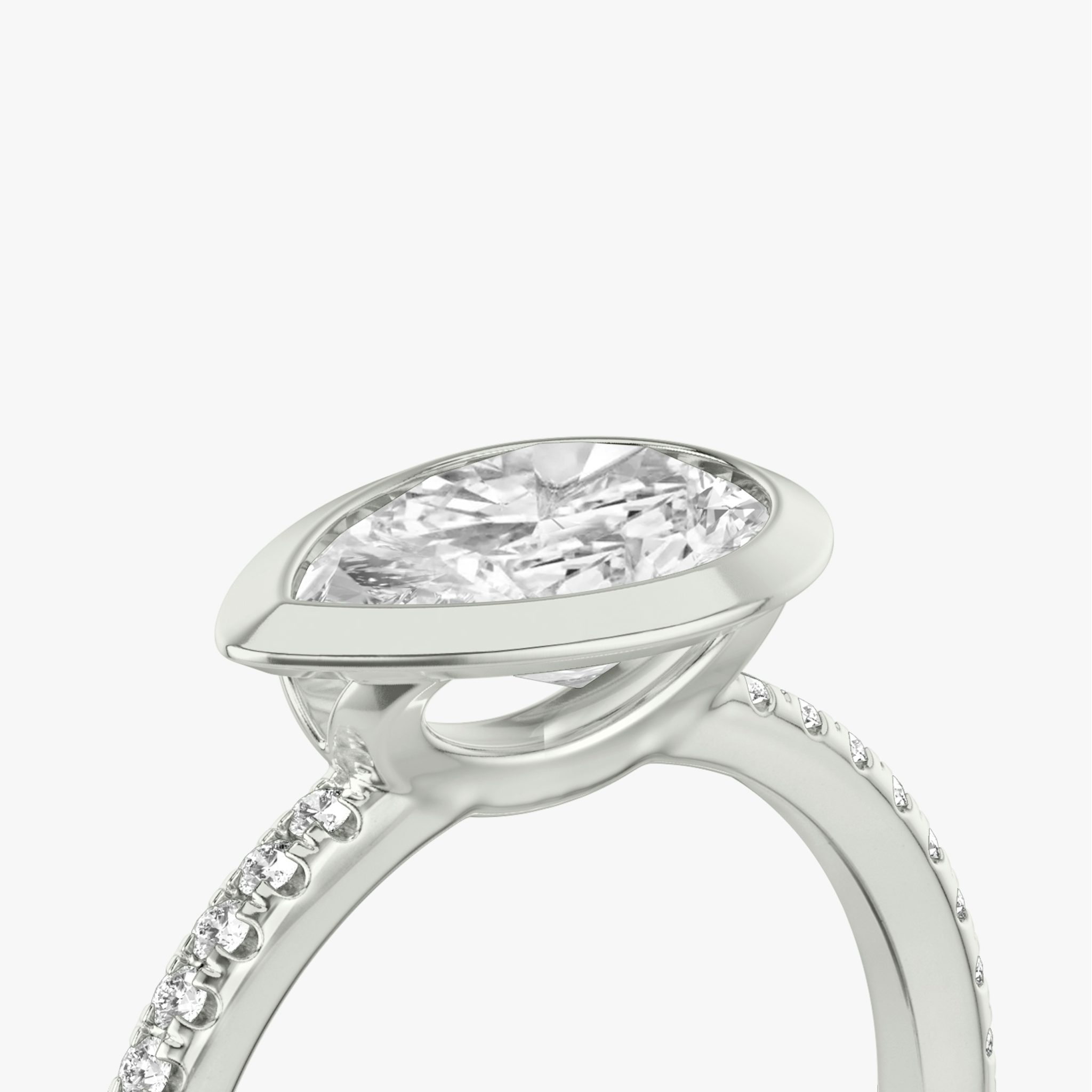 The Signature Bezel | Pear | 18k | White Gold | bandAccent: Pavé | diamondOrientation: horizontal | caratWeight: other