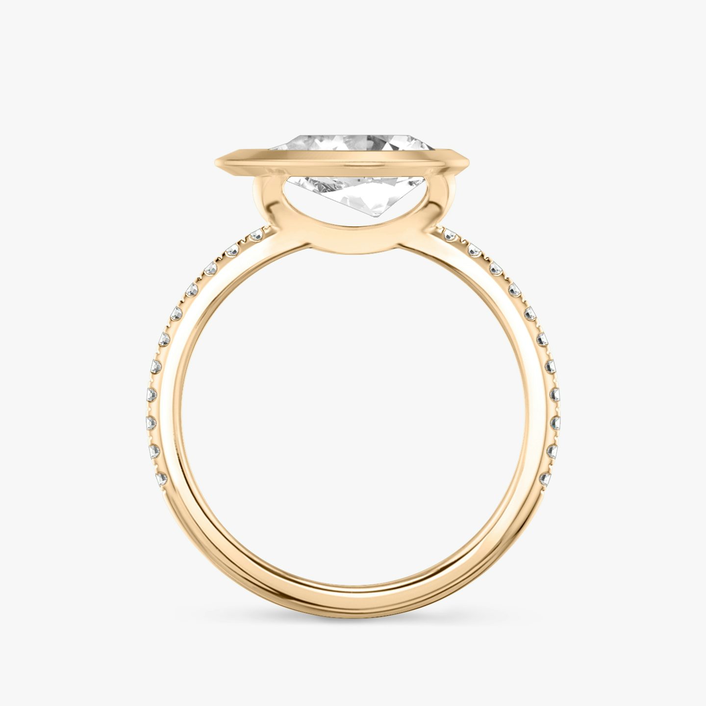 Anillo de compromiso Signature Bezel | Pera | 14k | Oro rosa | bandAccent: Pavé | diamondOrientation: horizontal | caratWeight: other