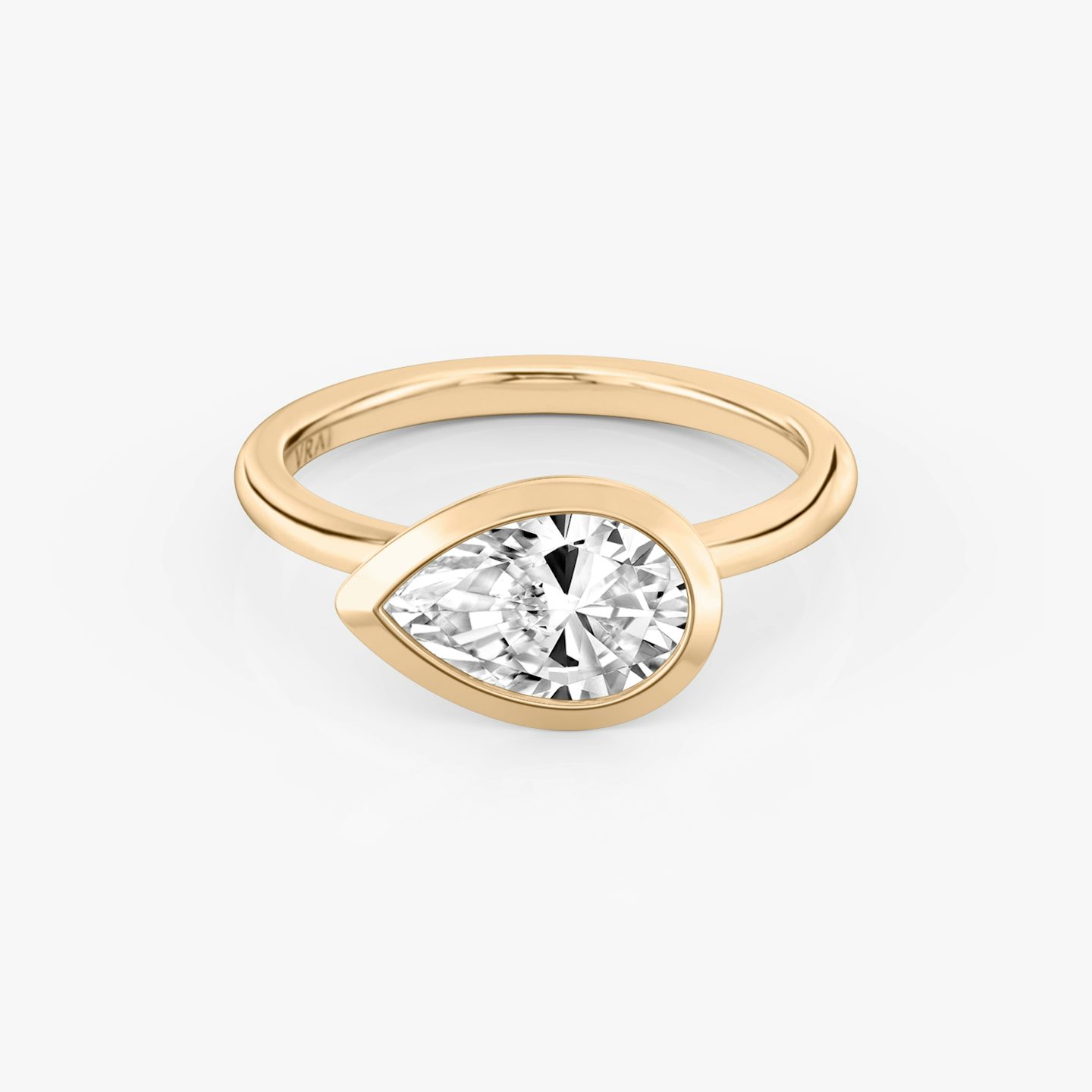 The Signature Bezel | Pear | 14k | Rose Gold | bandAccent: Plain | diamondOrientation: horizontal | caratWeight: other
