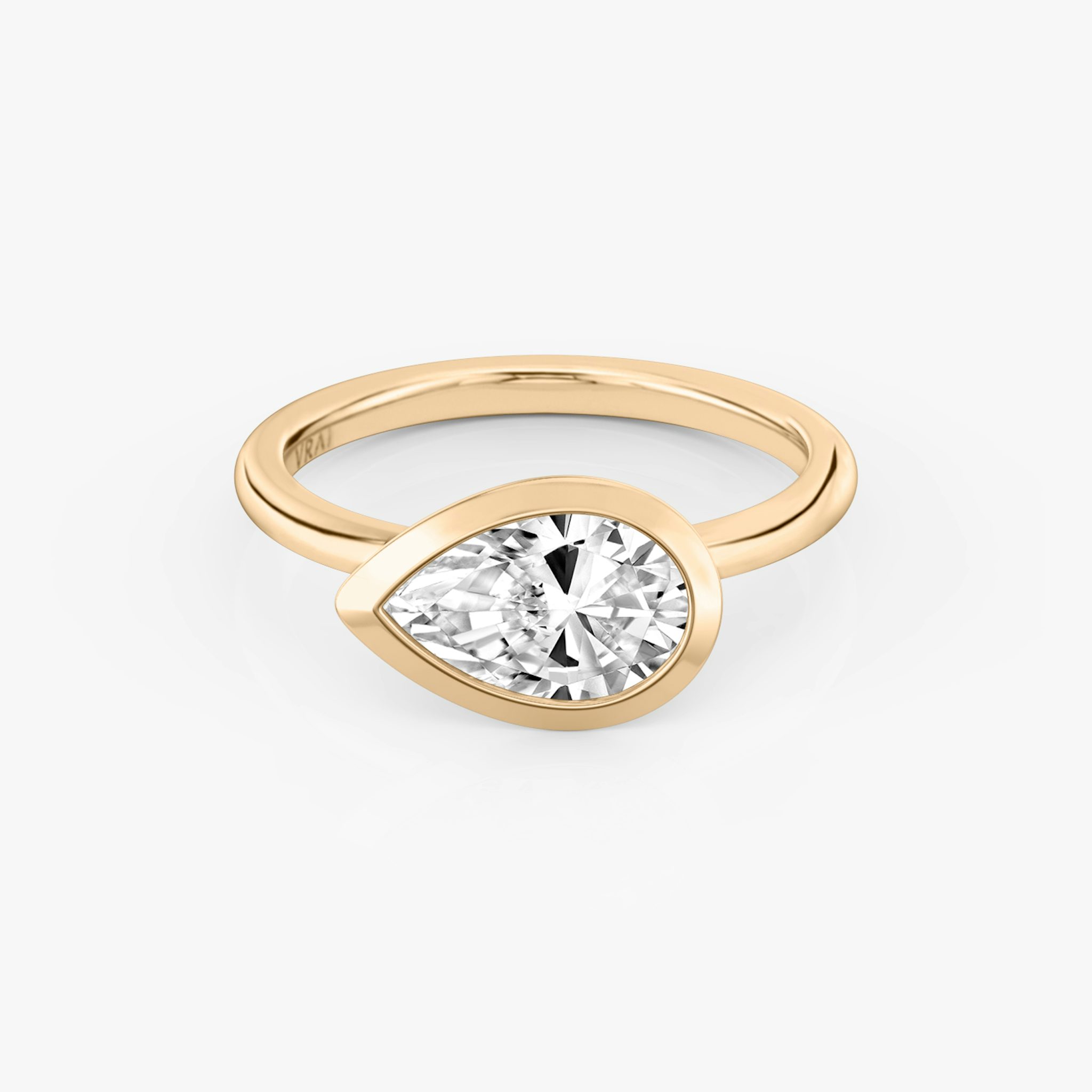 The Signature Bezel | Pear | 14k | Rose Gold | bandAccent: Plain | diamondOrientation: horizontal | caratWeight: other