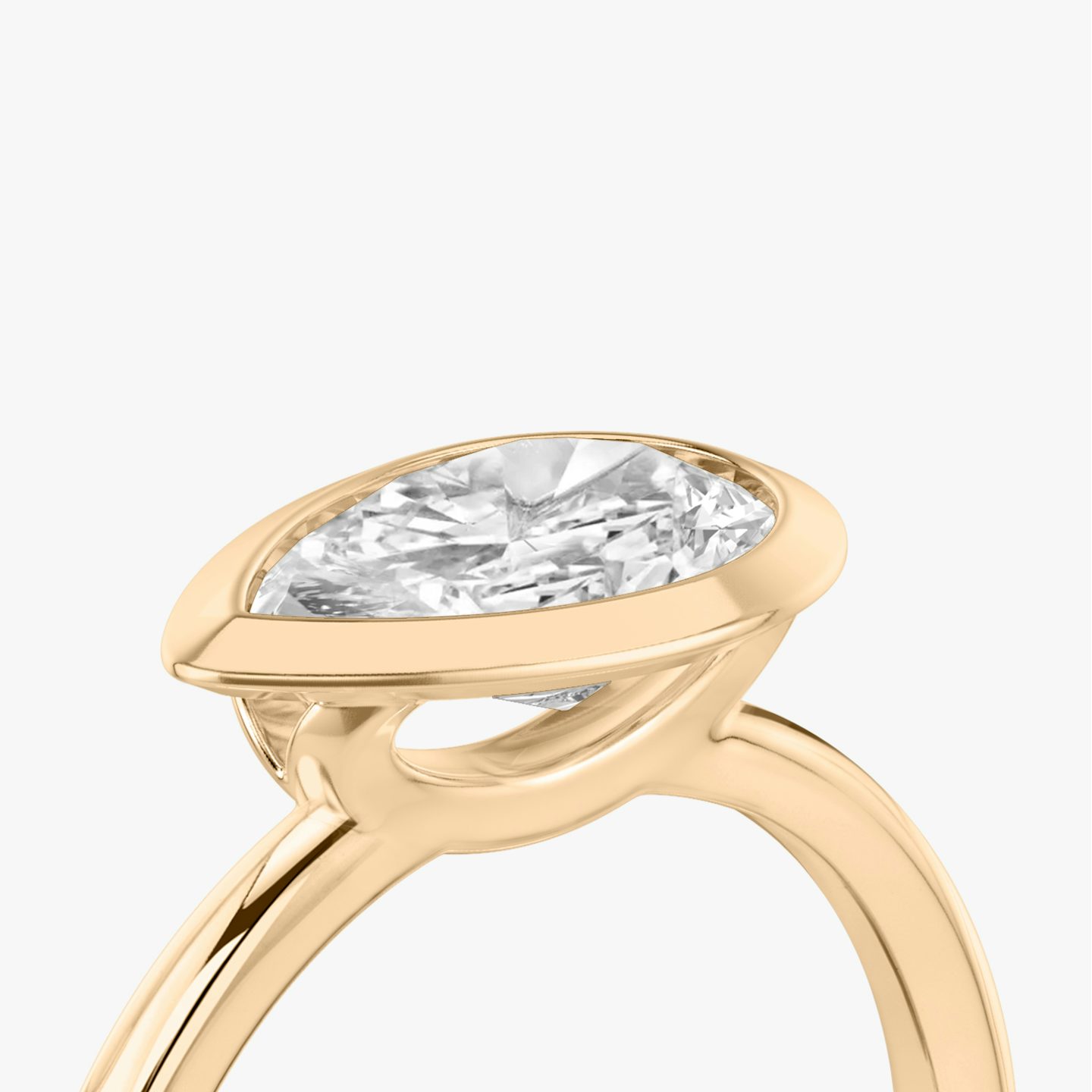 The Signature Bezel | Pear | 14k | Rose Gold | bandAccent: Plain | diamondOrientation: horizontal | caratWeight: other