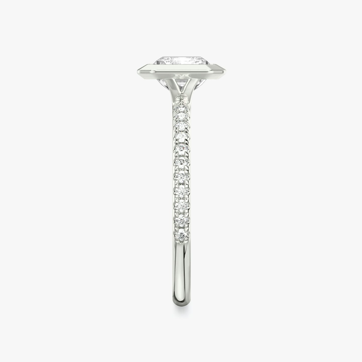 The Signature Bezel | Radiant | 18k | White Gold | bandAccent: Pavé | diamondOrientation: horizontal | caratWeight: other