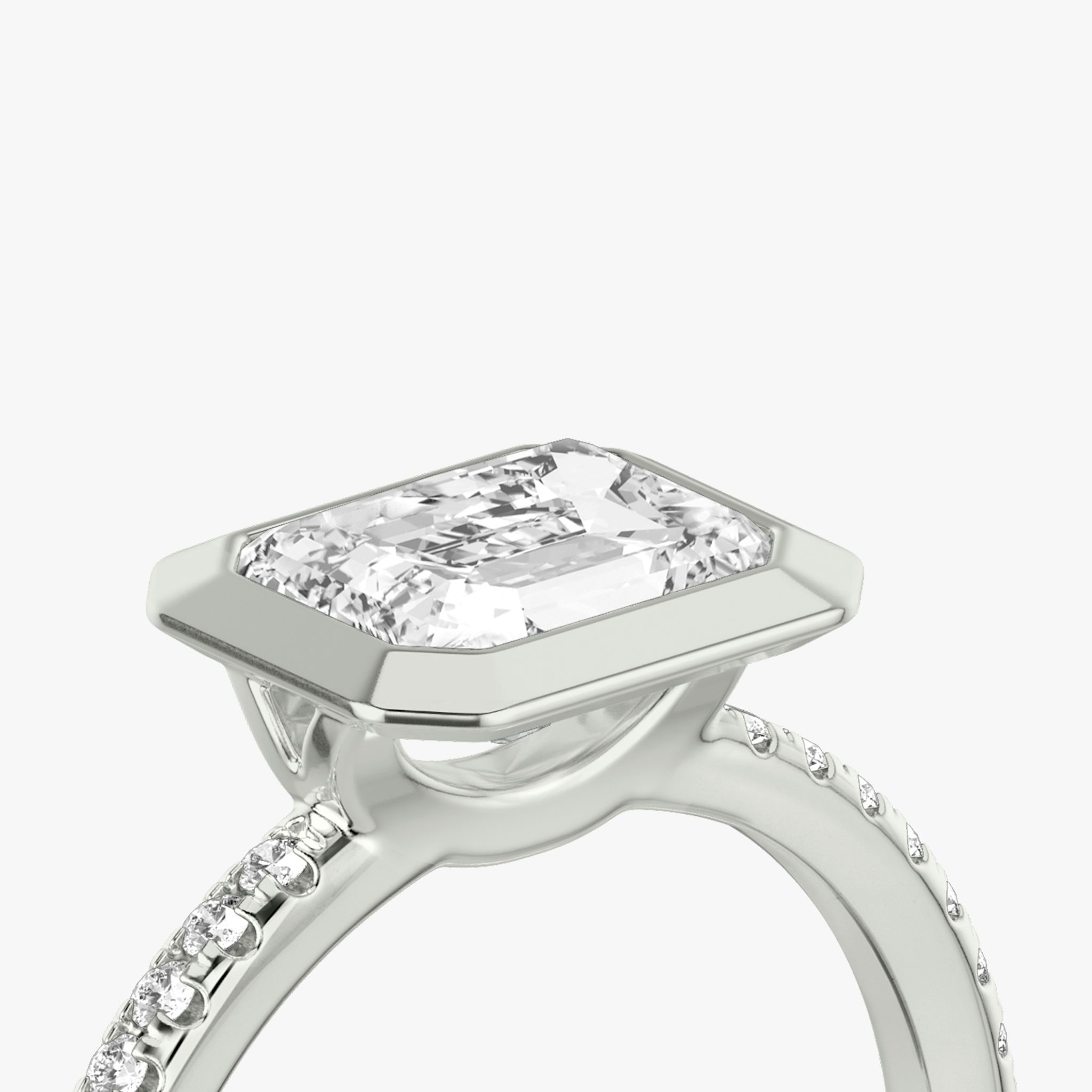 The Signature Bezel | Radiant | 18k | White Gold | bandAccent: Pavé | diamondOrientation: horizontal | caratWeight: other