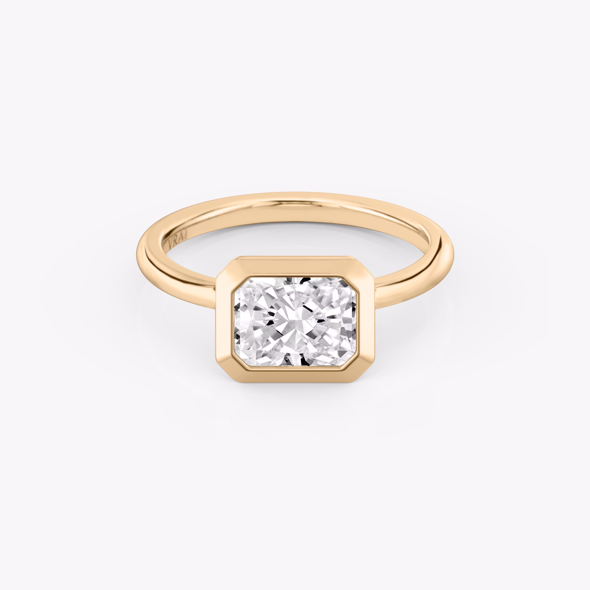 The Signature Bezel | Radiant | 14k | Rose Gold | bandAccent: Plain | diamondOrientation: horizontal | caratWeight: other
