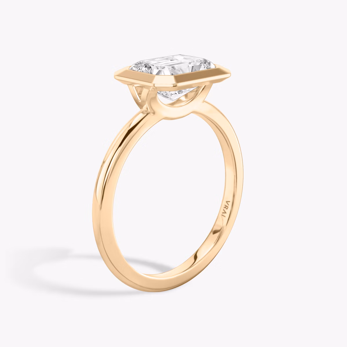 The Signature Bezel | Radiant | 14k | Rose Gold | bandAccent: Plain | diamondOrientation: horizontal | caratWeight: other
