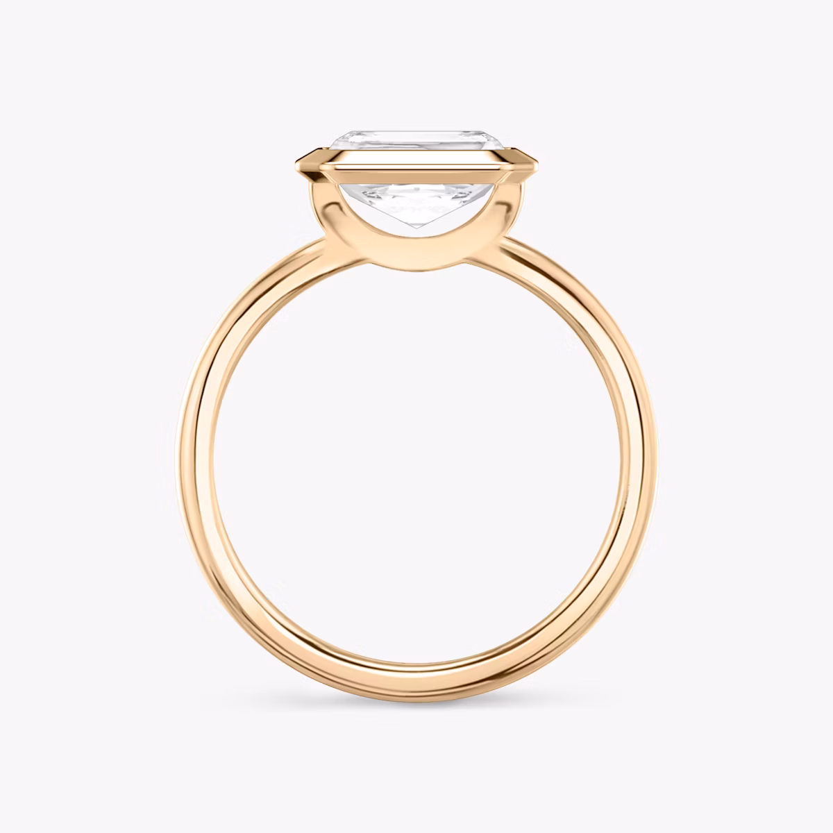 The Signature Bezel | Radiant | 14k | Rose Gold | bandAccent: Plain | diamondOrientation: horizontal | caratWeight: other