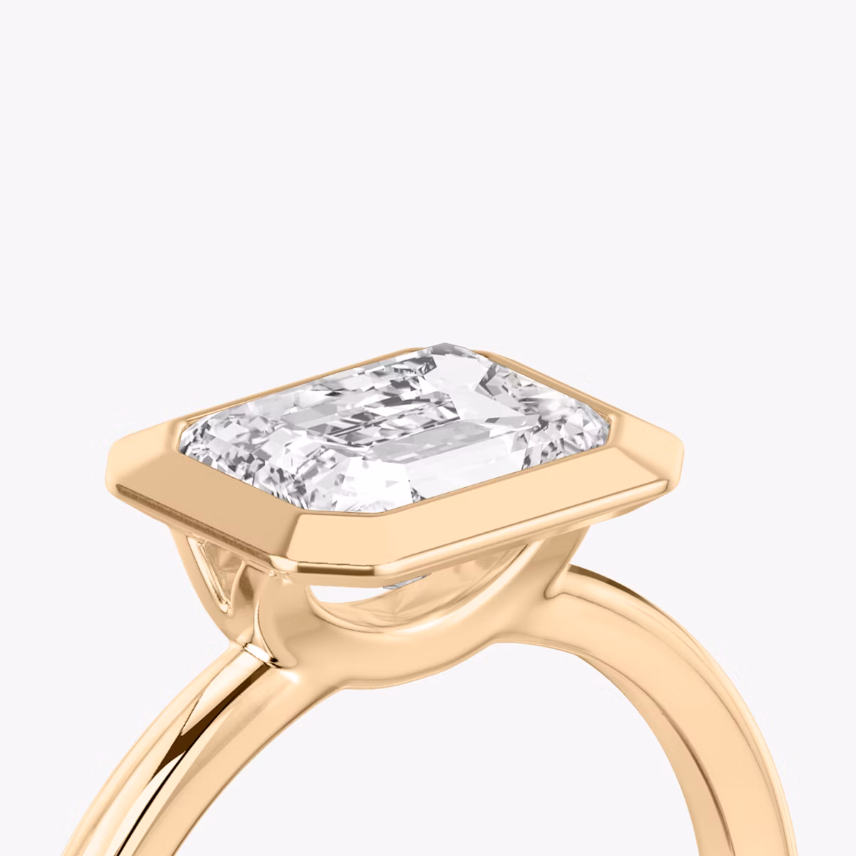 The Signature Bezel | Radiant | 14k | Rose Gold | bandAccent: Plain | diamondOrientation: horizontal | caratWeight: other