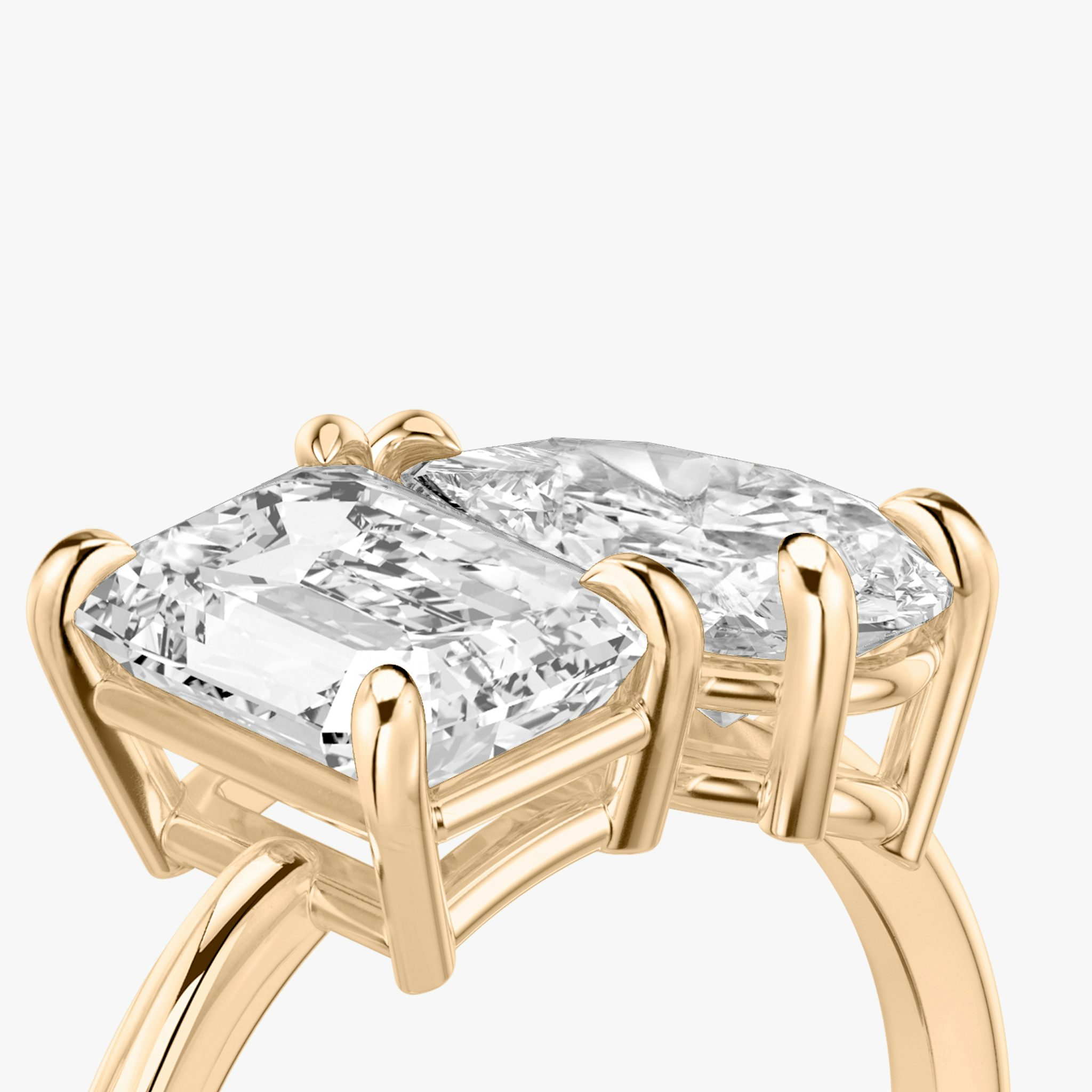 The Toi et Moi | Emerald and Pear | 14k | Rose Gold | bandAccent: Plain | diamondOrientation: vertical | caratWeight: other