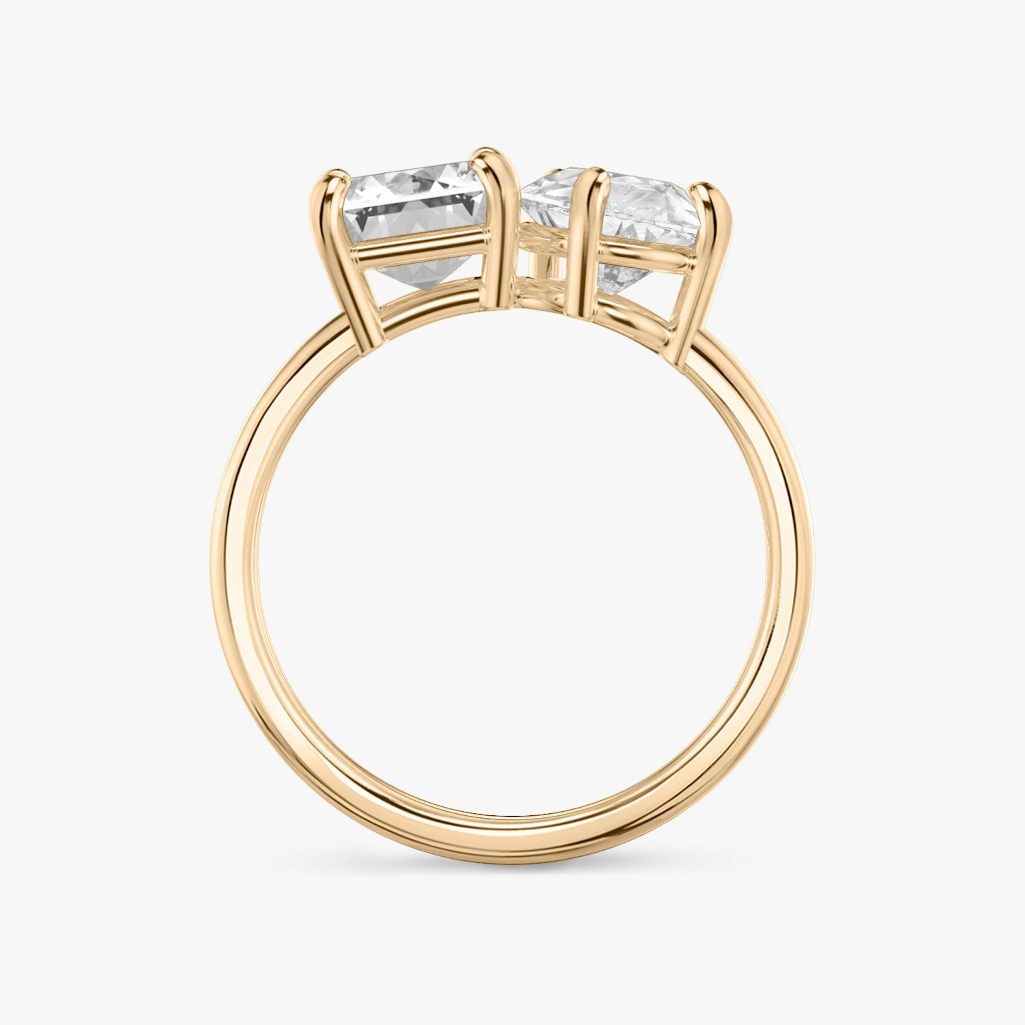 The Toi et Moi | Emerald and Pear | 14k | Rose Gold | bandAccent: Plain | diamondOrientation: vertical | caratWeight: other