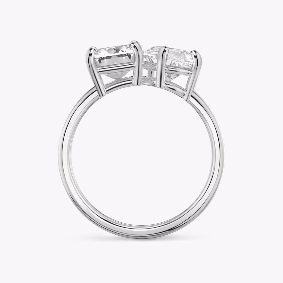 The Toi et Moi | Emerald and Pear | Platinum | bandAccent: Plain | diamondOrientation: vertical | caratWeight: other