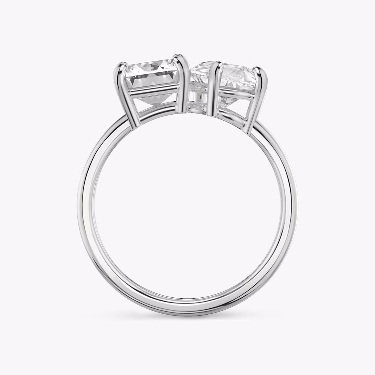 The Toi et Moi | Emerald and Pear | Platinum | bandAccent: Plain | diamondOrientation: vertical | caratWeight: other