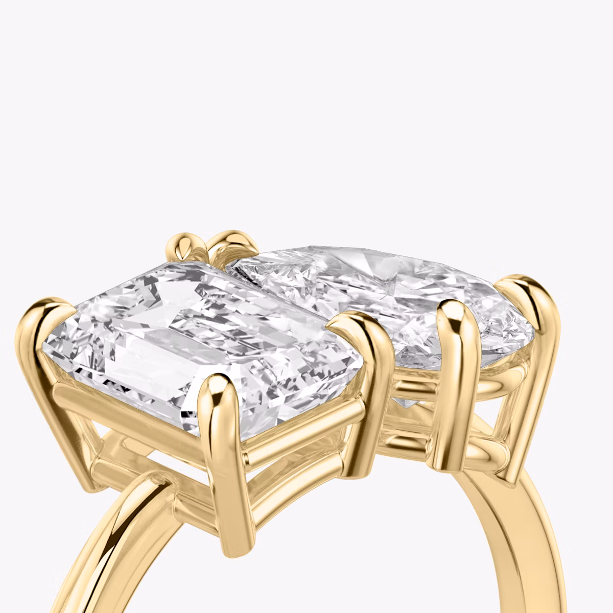 The Toi et Moi | Emerald and Pear | 18k | Yellow Gold | bandAccent: Plain | diamondOrientation: vertical | caratWeight: other