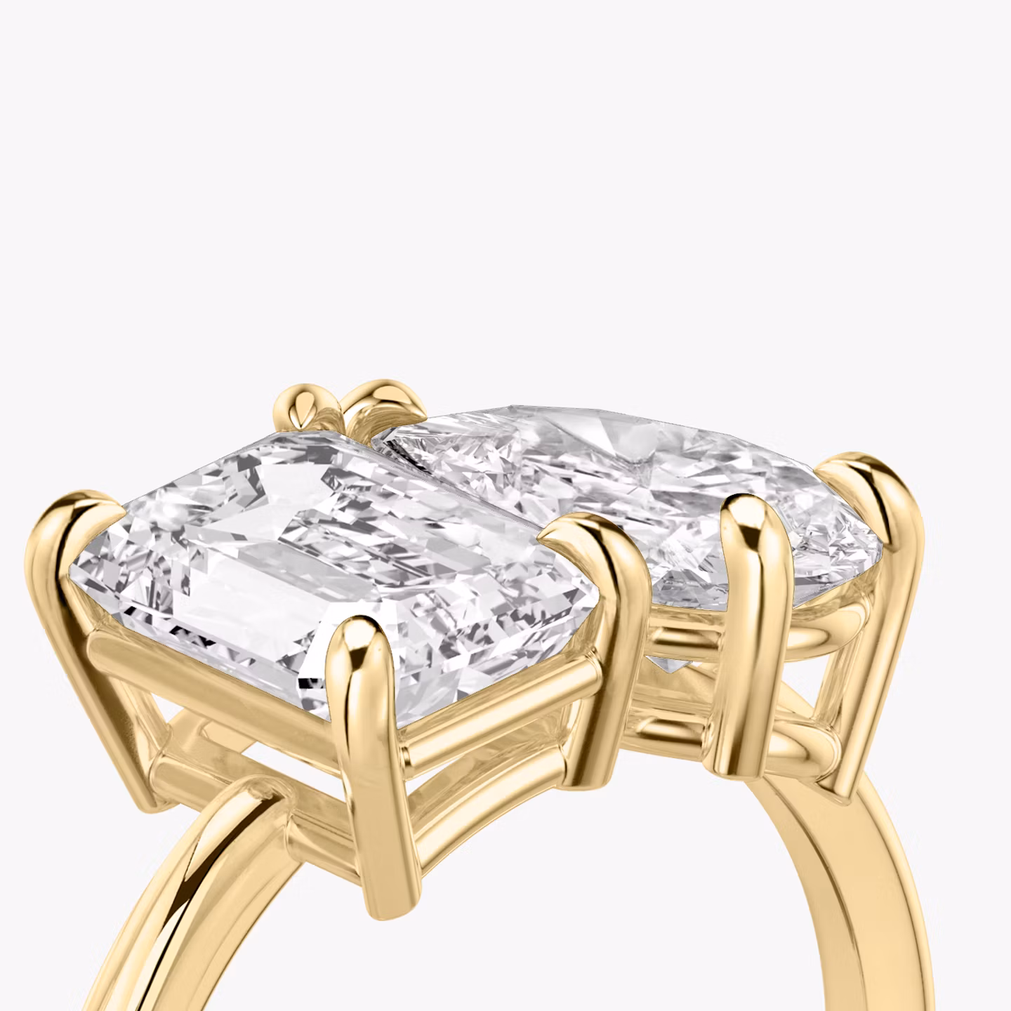 The Toi et Moi | Emerald and Pear | 18k | Yellow Gold | bandAccent: Plain | diamondOrientation: vertical | caratWeight: other