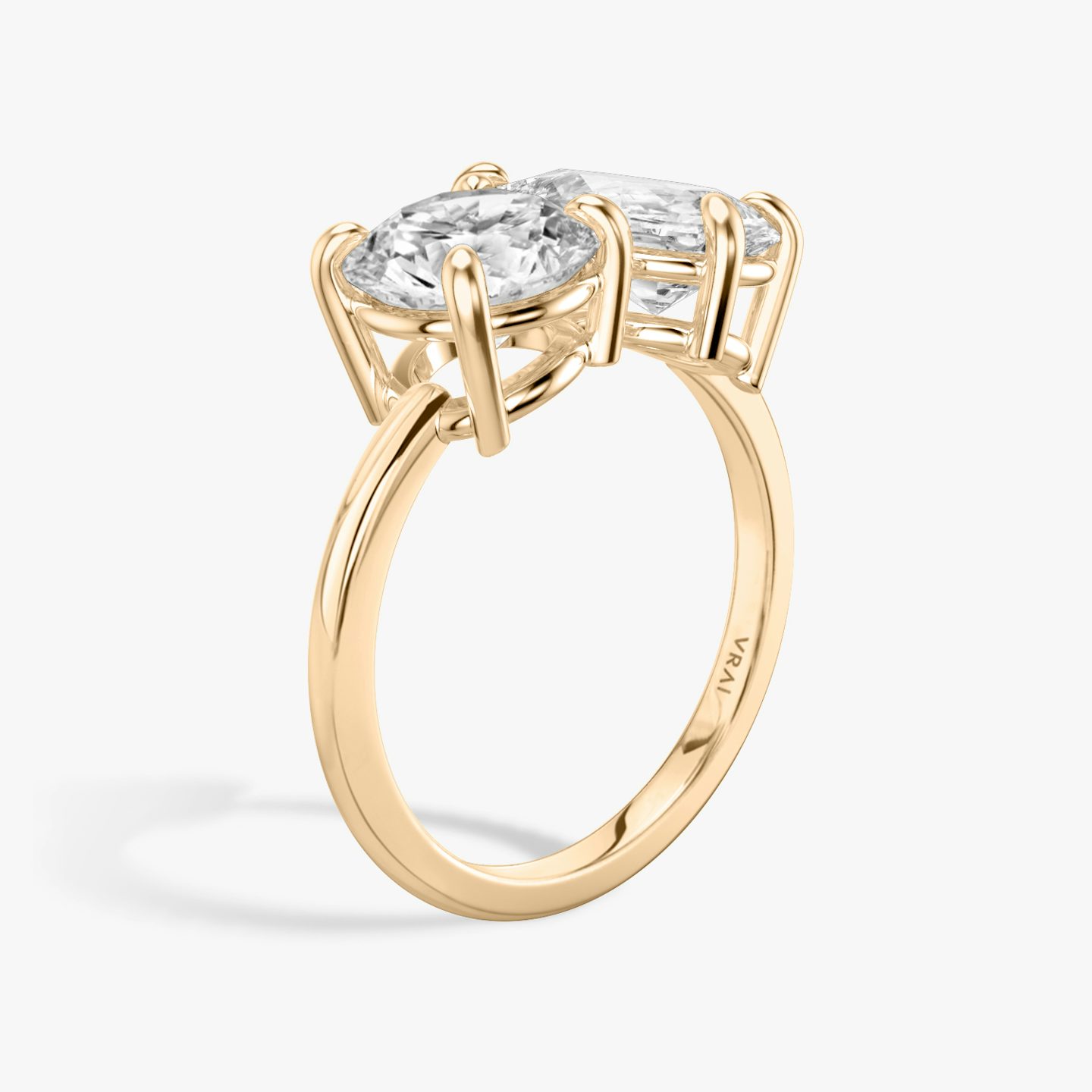 The Toi et Moi | Round Brilliant and Pear | 14k | Rose Gold | bandAccent: Plain | diamondOrientation: vertical | caratWeight: other