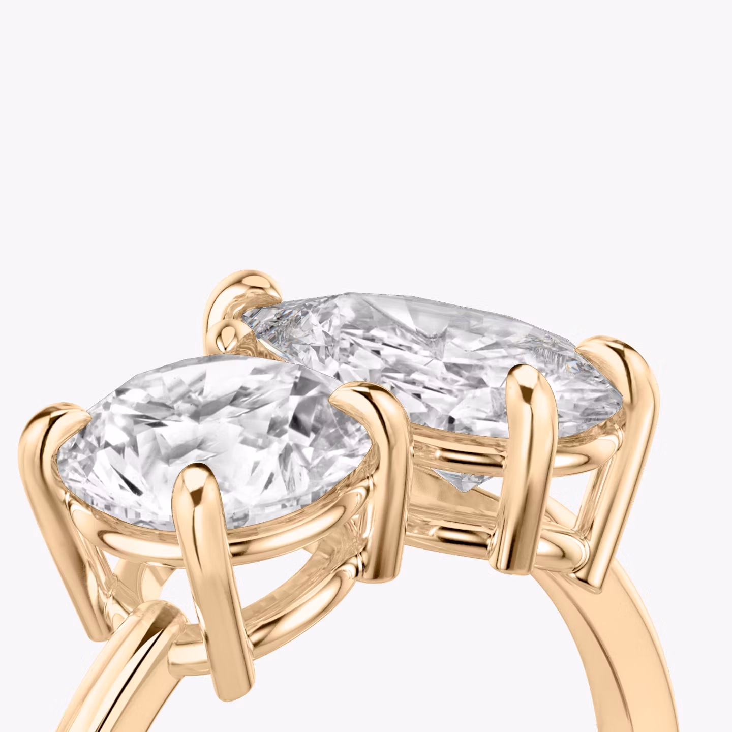 The Toi et Moi | Round Brilliant and Pear | 14k | Rose Gold | bandAccent: Plain | diamondOrientation: vertical | caratWeight: other