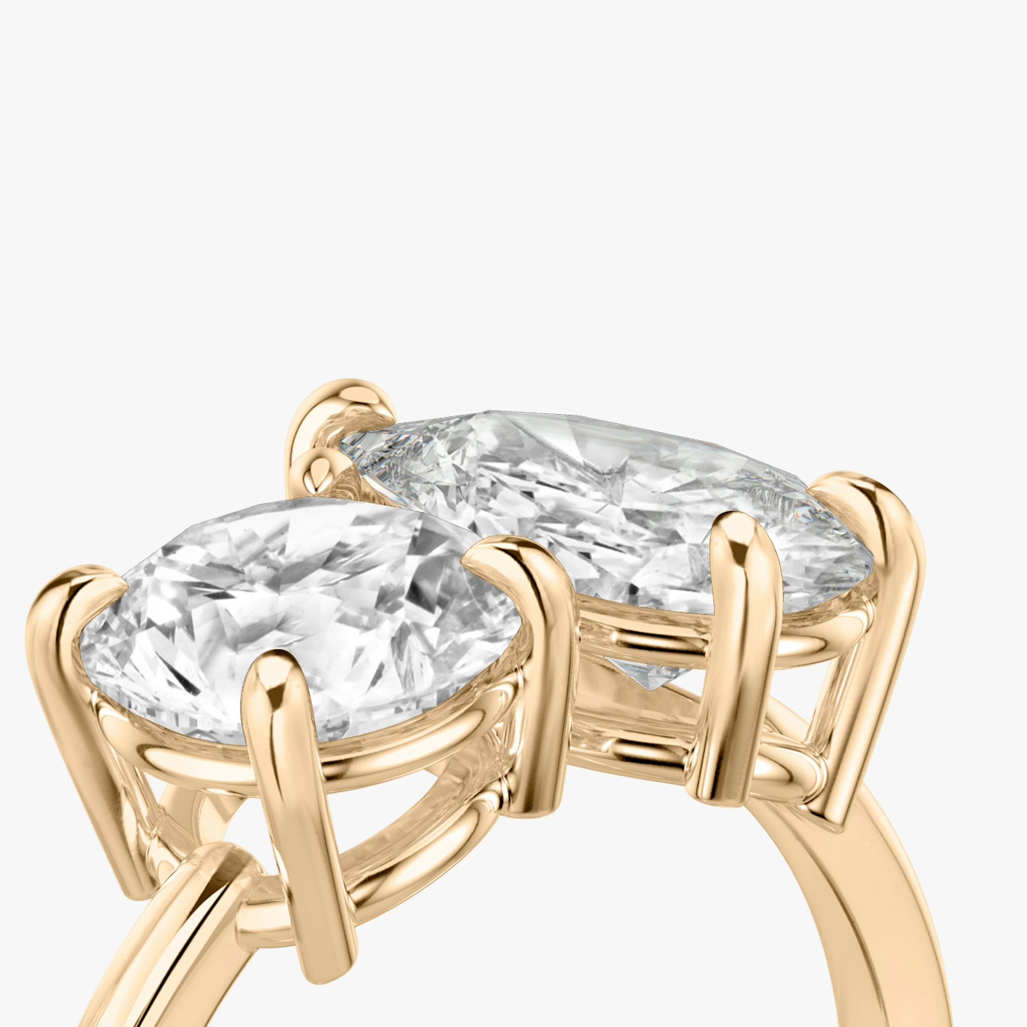 The Toi et Moi | Round Brilliant and Pear | 14k | Rose Gold | bandAccent: Plain | diamondOrientation: vertical | caratWeight: other