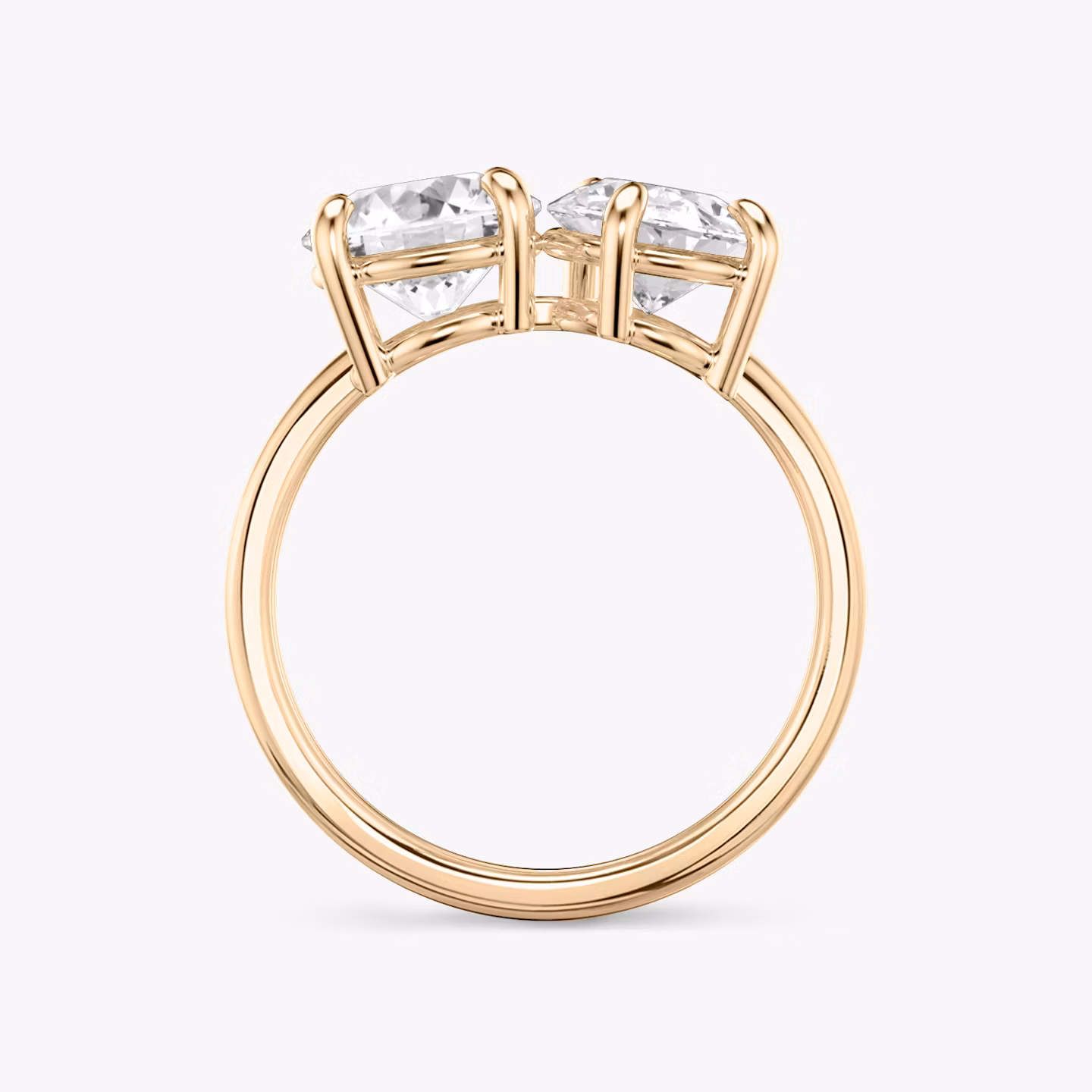 The Toi et Moi | Round Brilliant and Pear | 14k | Rose Gold | bandAccent: Plain | diamondOrientation: vertical | caratWeight: other
