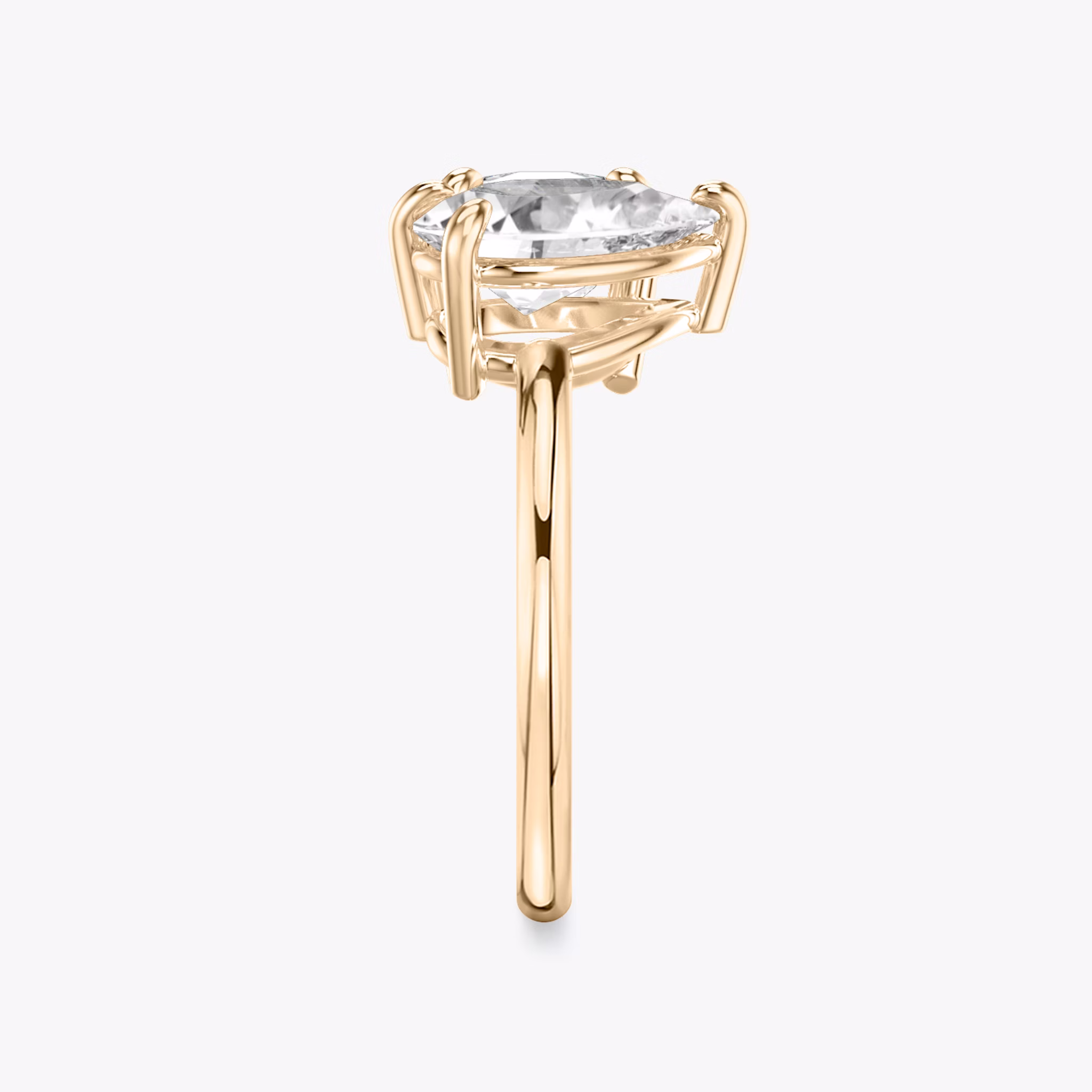 The Toi et Moi | Round Brilliant and Pear | 14k | Rose Gold | bandAccent: Plain | diamondOrientation: vertical | caratWeight: other