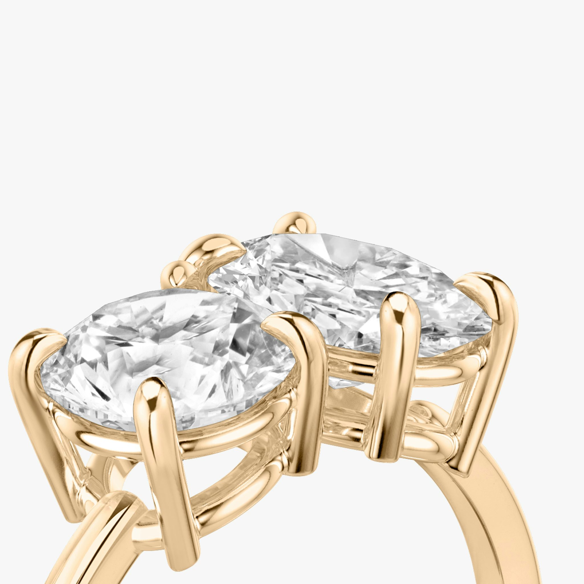 The Toi et Moi | Round Brilliant and Oval | 14k | Rose Gold | bandAccent: Plain | diamondOrientation: vertical | caratWeight: other