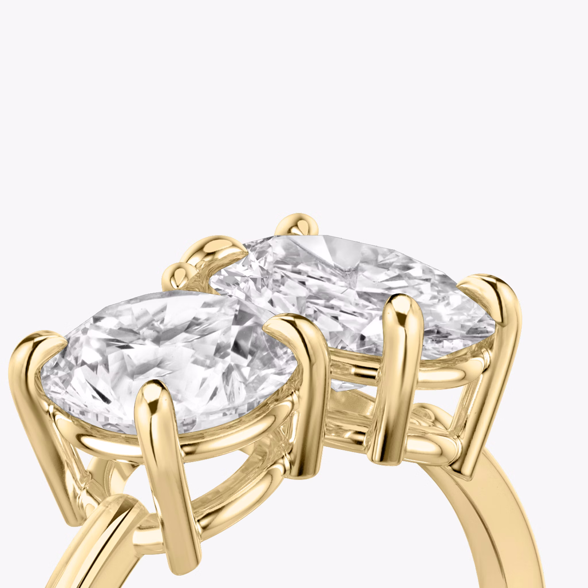 The Toi et Moi | Round Brilliant and Oval | 18k | Yellow Gold | bandAccent: Plain | diamondOrientation: vertical | caratWeight: other