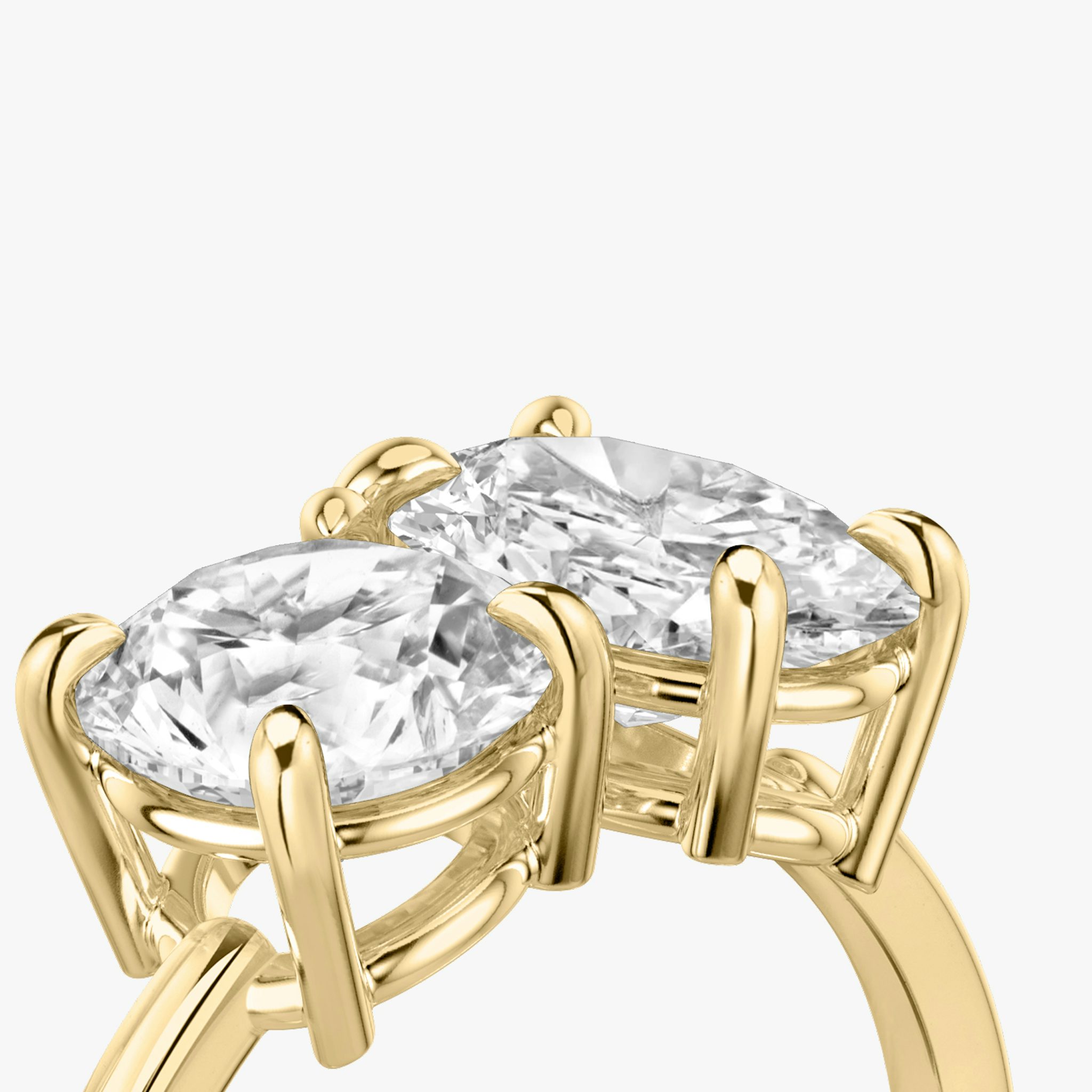 The Toi et Moi | Round Brilliant and Oval | 18k | Yellow Gold | bandAccent: Plain | diamondOrientation: vertical | caratWeight: other