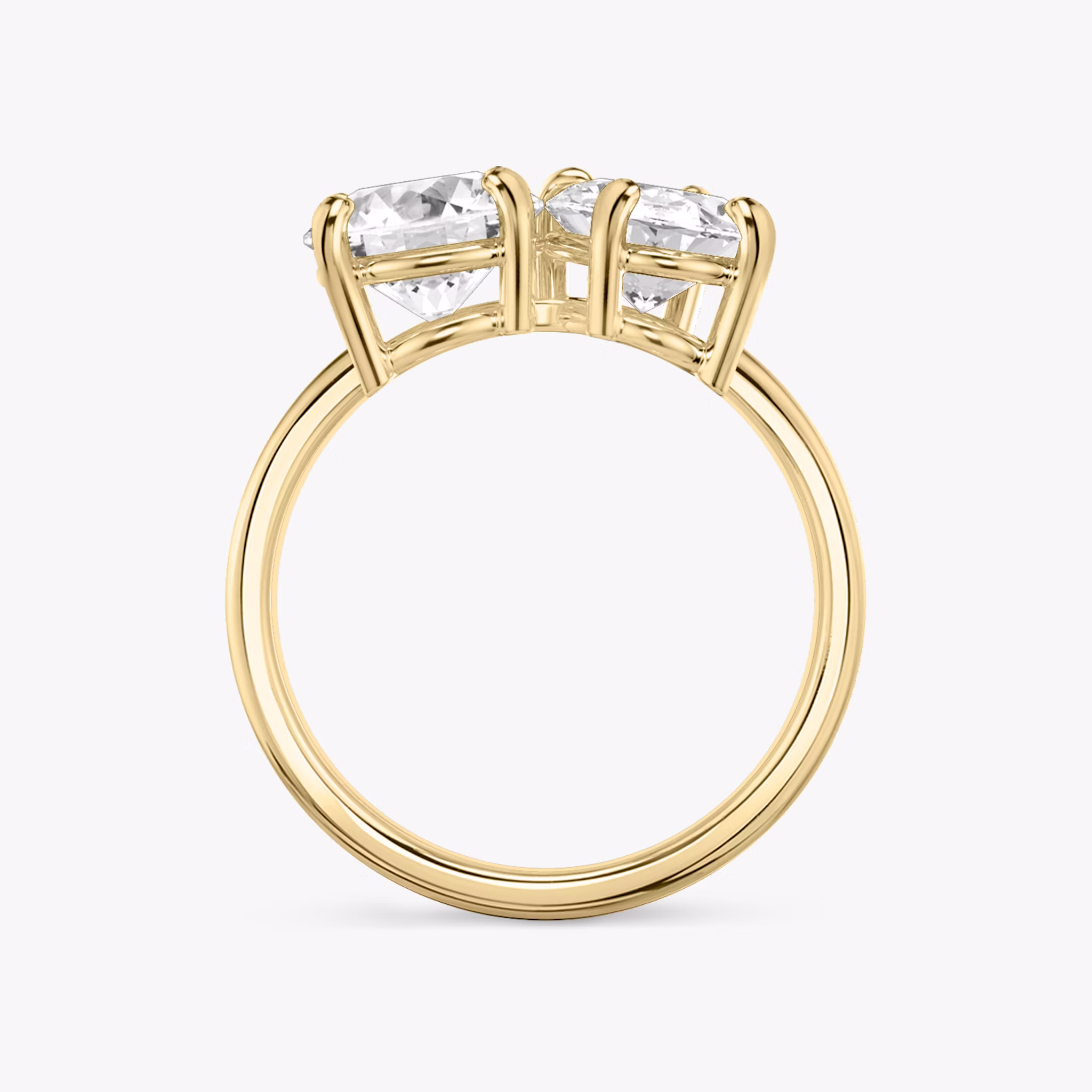 The Toi et Moi | Round Brilliant and Oval | 18k | Yellow Gold | bandAccent: Plain | diamondOrientation: vertical | caratWeight: other