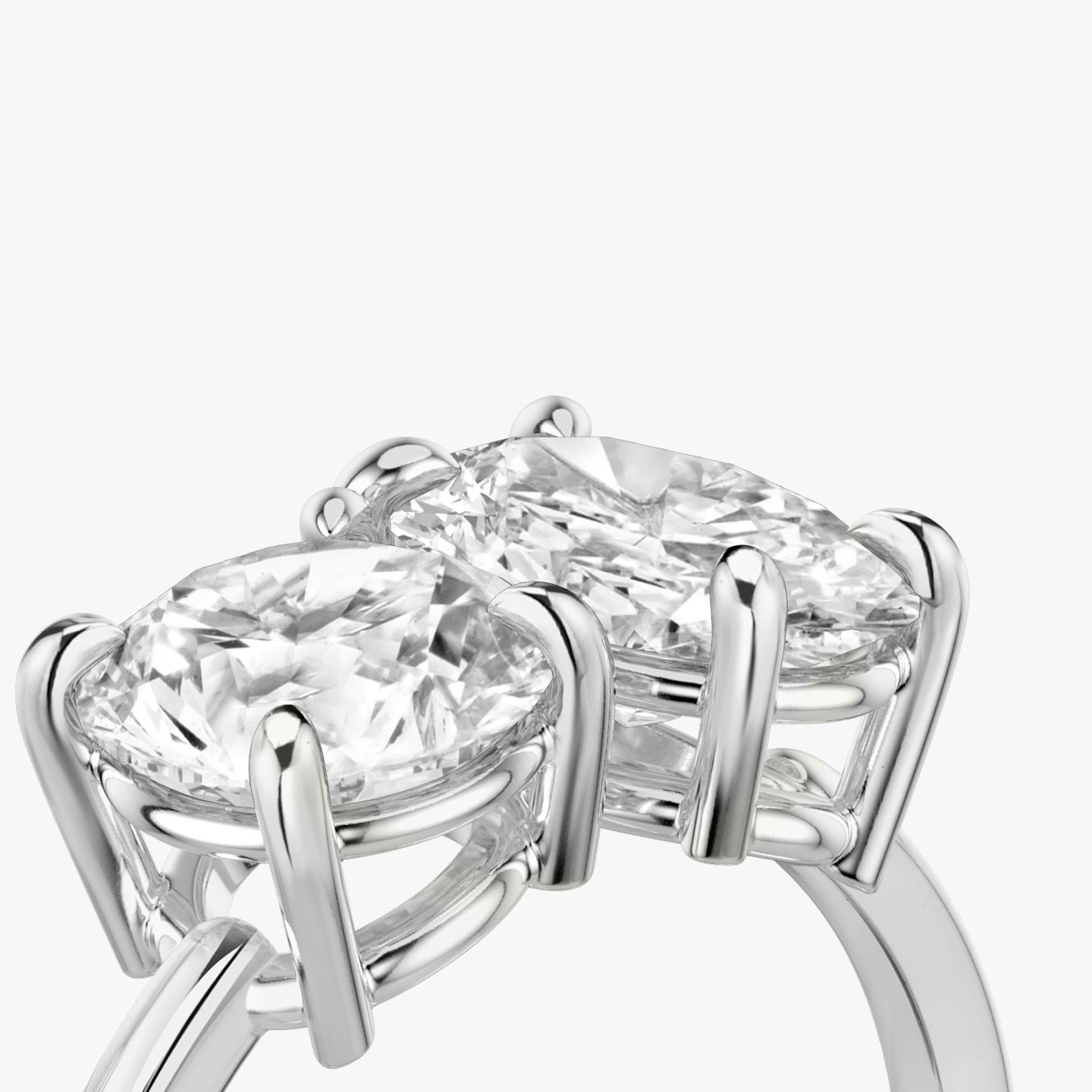The Toi et Moi | Round Brilliant and Oval | 18k | White Gold | bandAccent: Plain | diamondOrientation: vertical | caratWeight: other