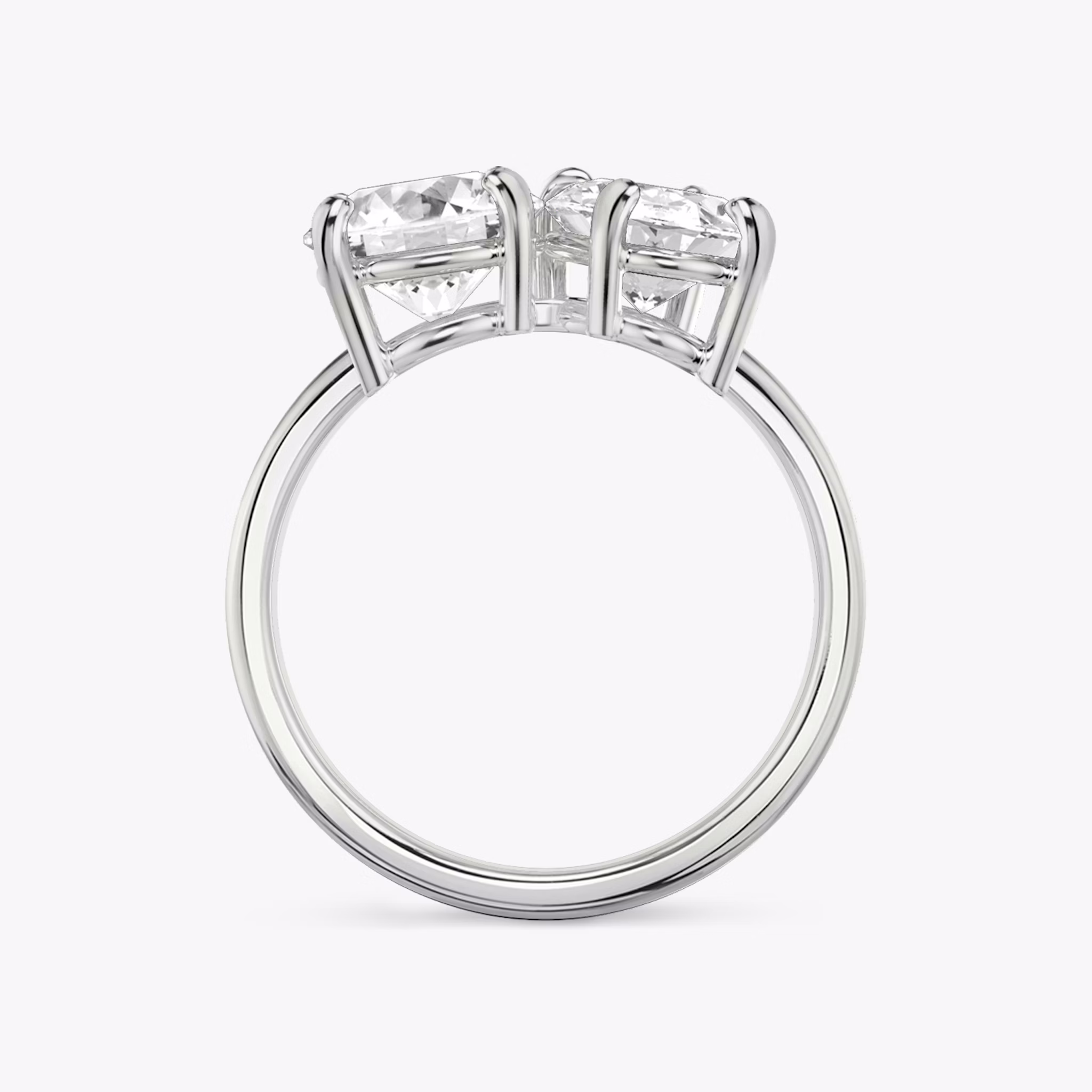 The Toi et Moi | Round Brilliant and Oval | Platinum | bandAccent: Plain | diamondOrientation: vertical | caratWeight: other