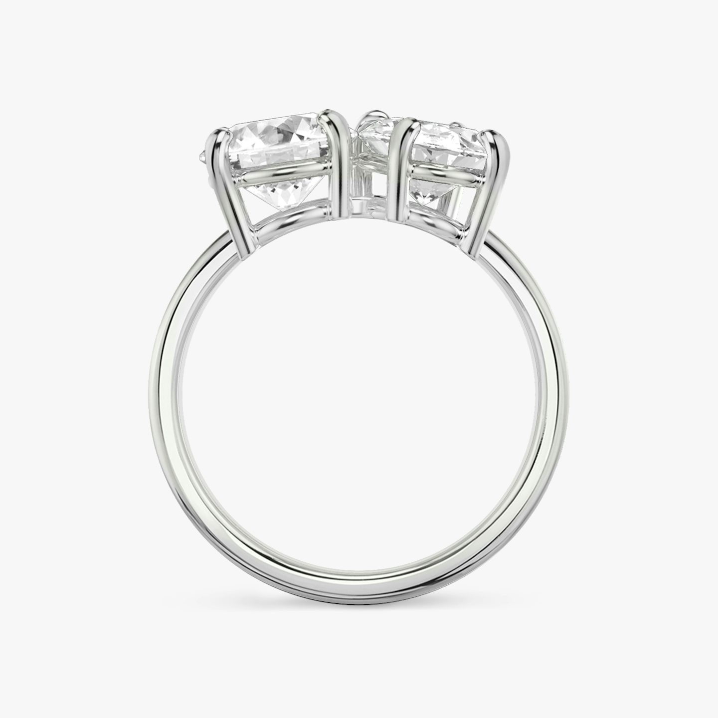 The Toi et Moi | Round Brilliant and Oval | 18k | White Gold | bandAccent: Plain | diamondOrientation: vertical | caratWeight: other