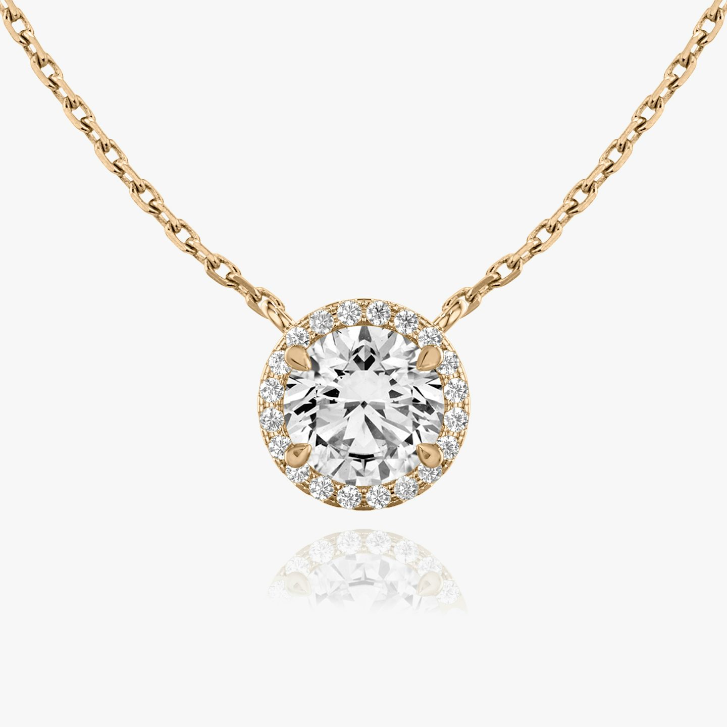 Halo Necklace | Round Brilliant | 14k | Rose Gold | caratWeight: 0.75ct