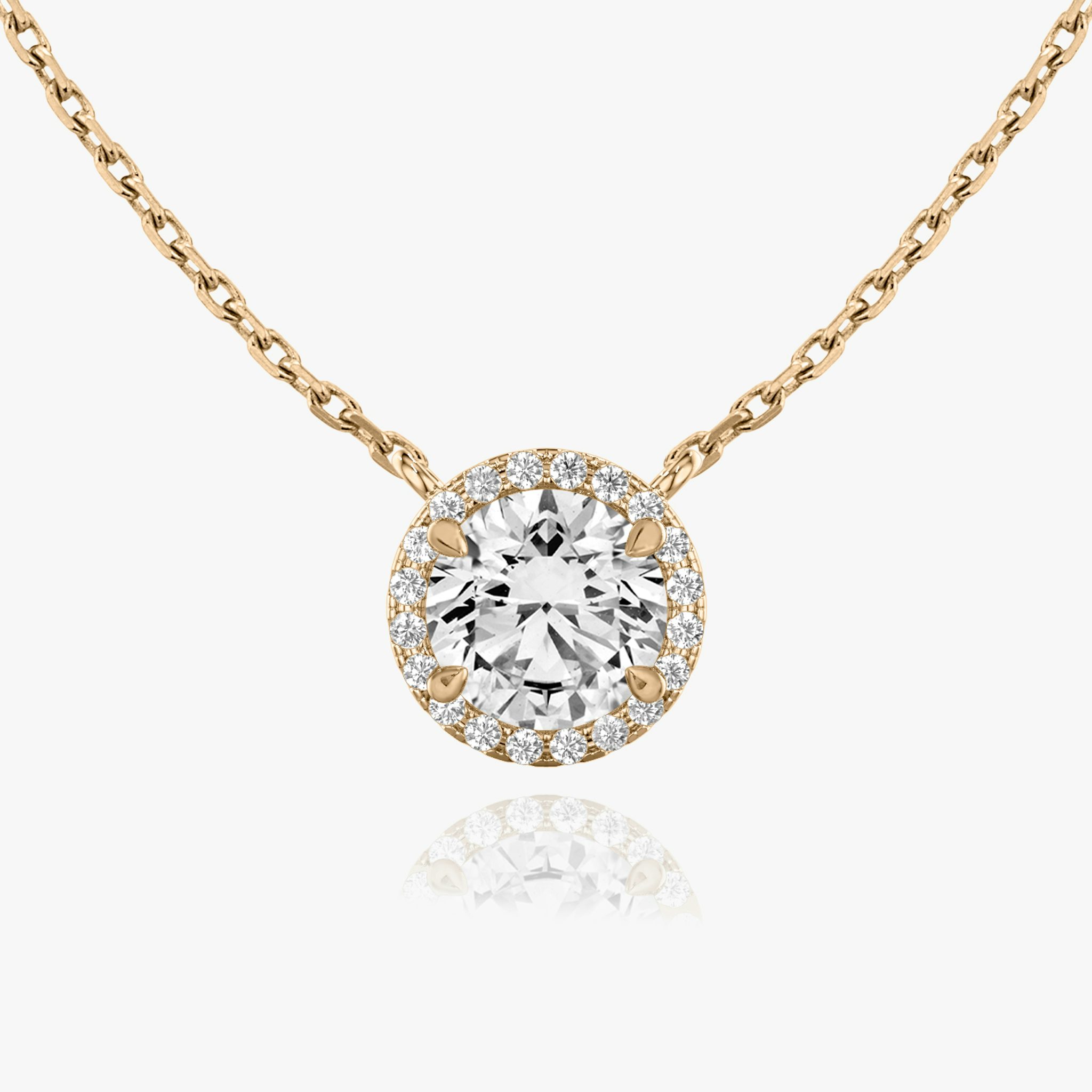Halo Necklace | Round Brilliant | 14k | Rose Gold | caratWeight: 0.25ct