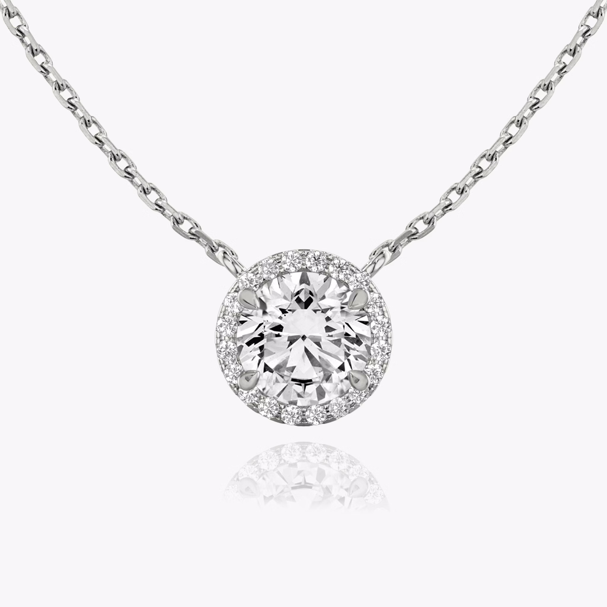 Halo Necklace | Round Brilliant | 14k | White Gold | caratWeight: 0.25ct