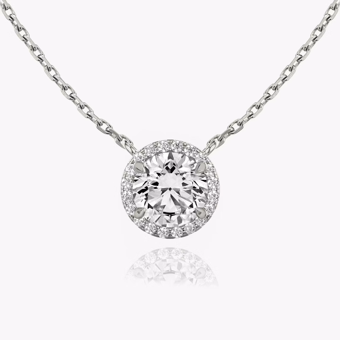 Halo Necklace Round Brilliant | White Gold