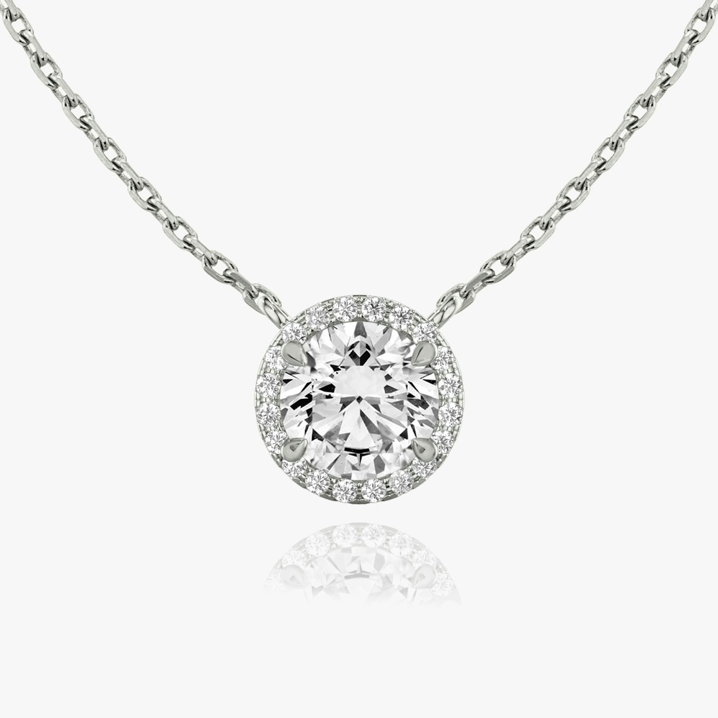 Halo Necklace | Round Brilliant | 14k | White Gold | caratWeight: 1.0ct