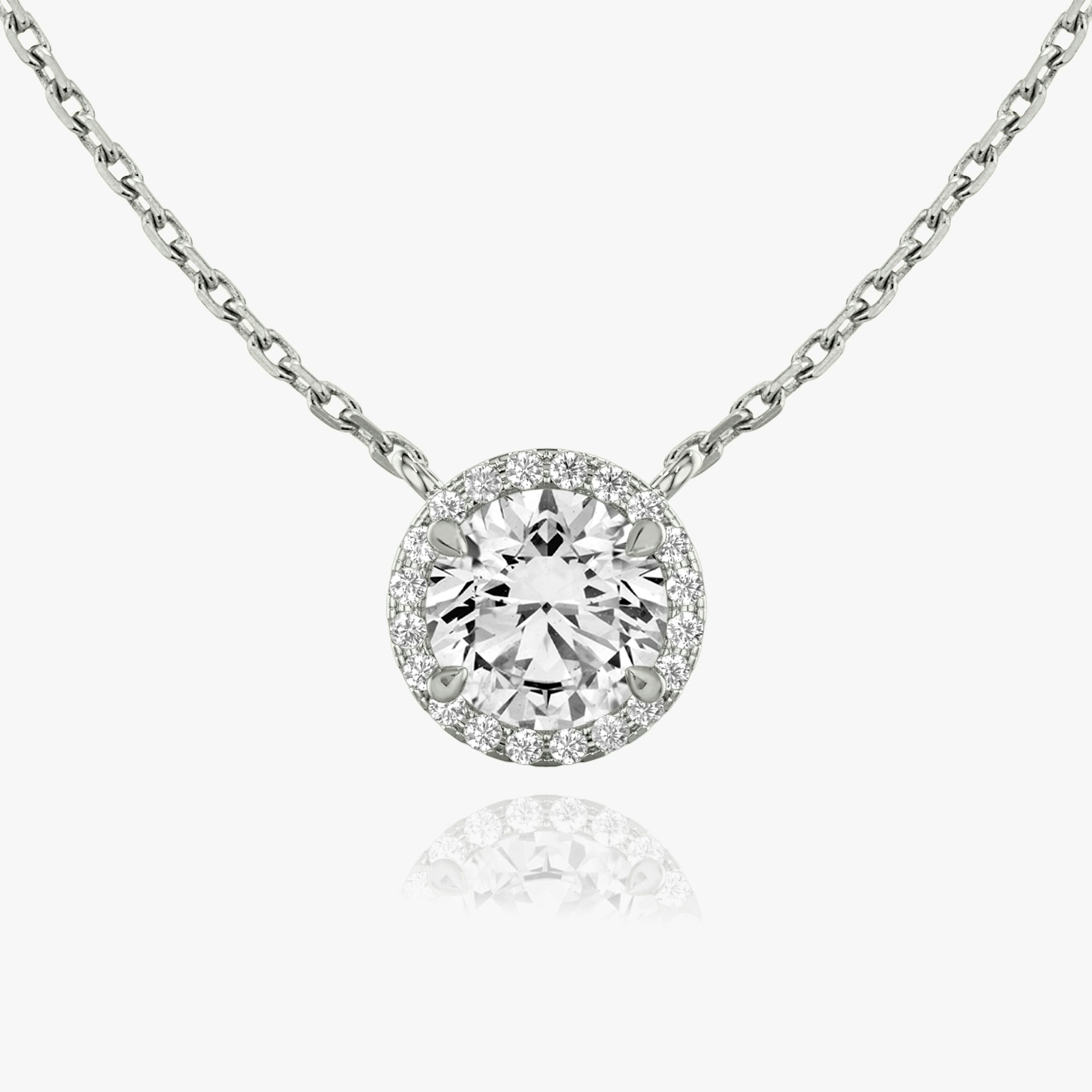 Halo Necklace | Round Brilliant | 14k | White Gold | caratWeight: 0.25ct