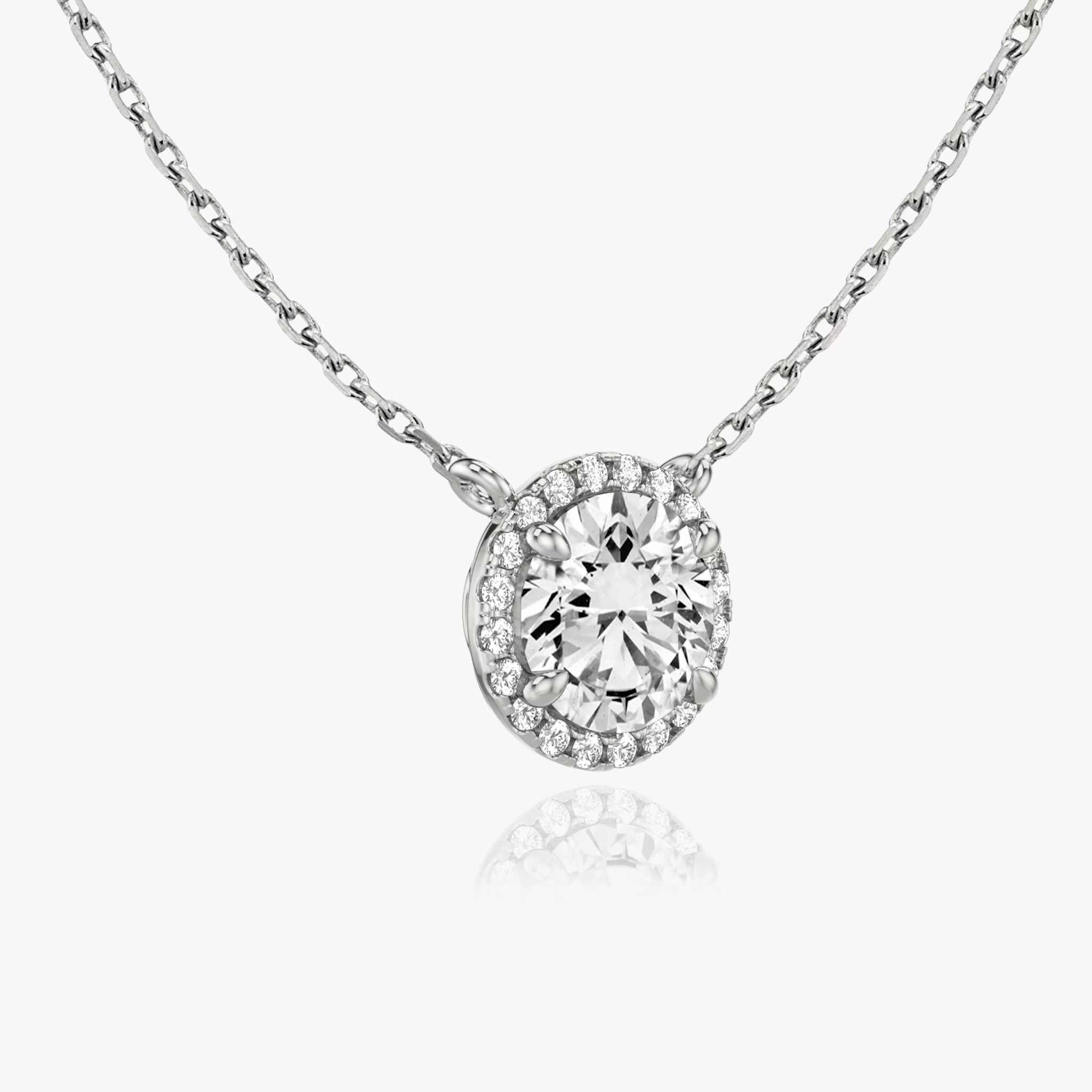 Halo Necklace | Round Brilliant | 14k | White Gold | caratWeight: 0.25ct