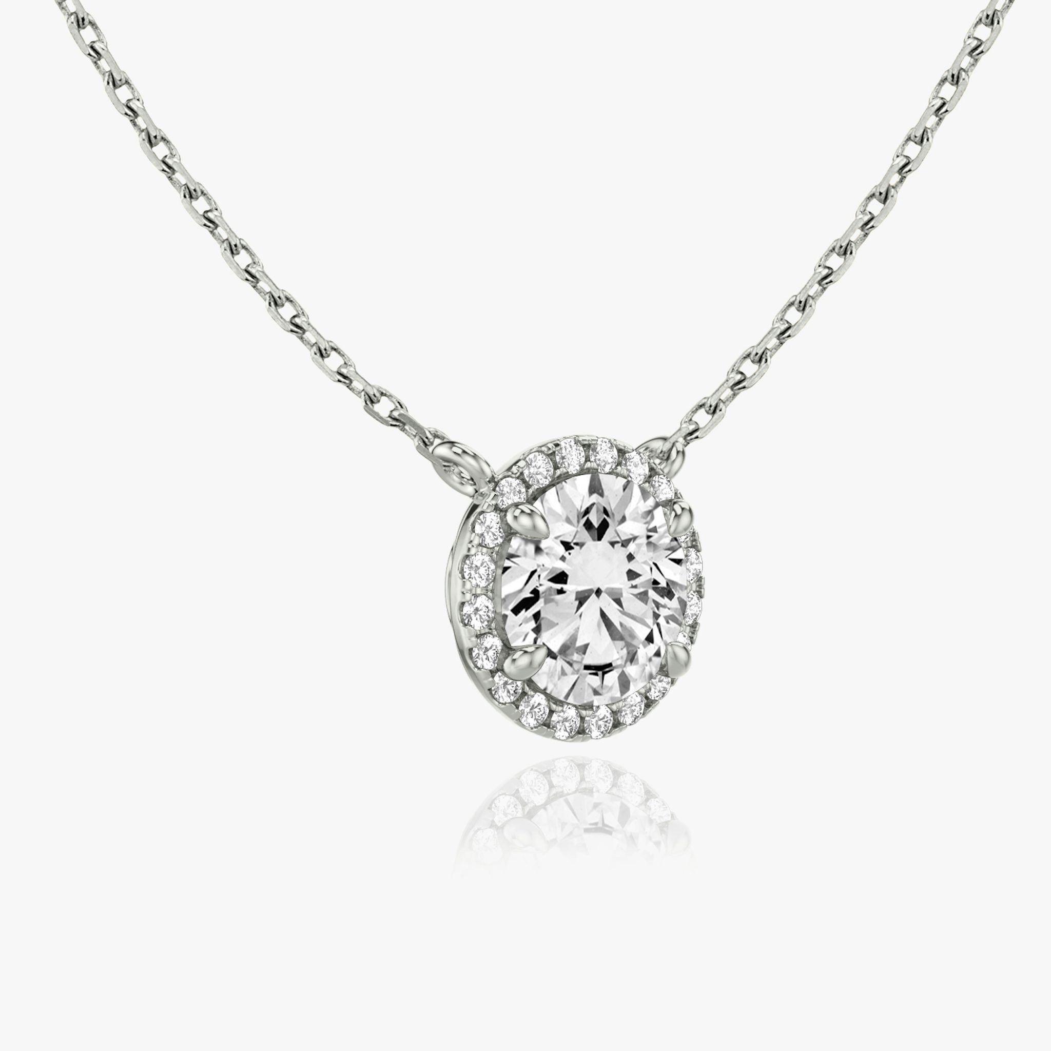 Halo Necklace | Round Brilliant | 14k | White Gold | caratWeight: 0.25ct