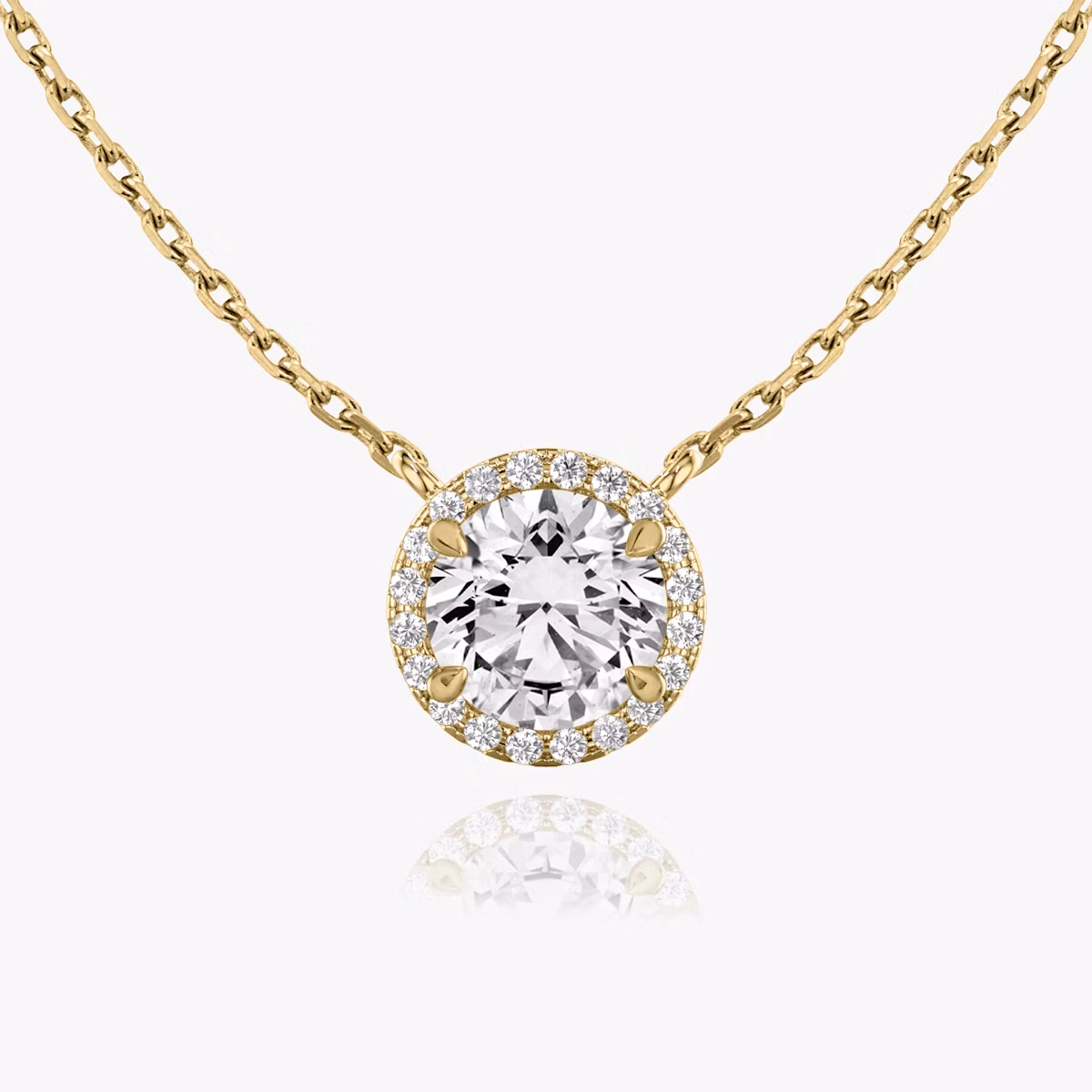 Halo Necklace | Round Brilliant | 14k | Yellow Gold | caratWeight: 0.25ct
