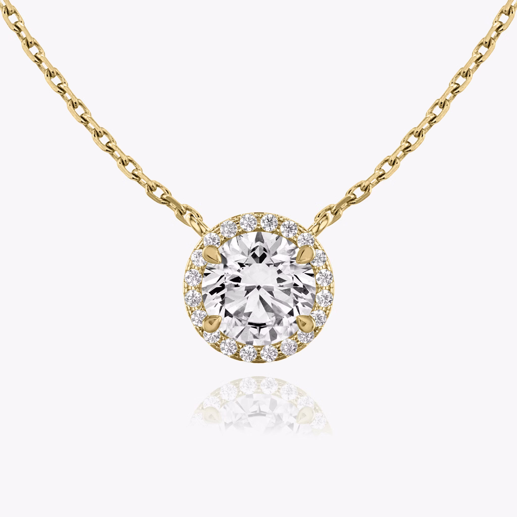 Halo Necklace | Round Brilliant | 14k | Yellow Gold | caratWeight: 0.50ct