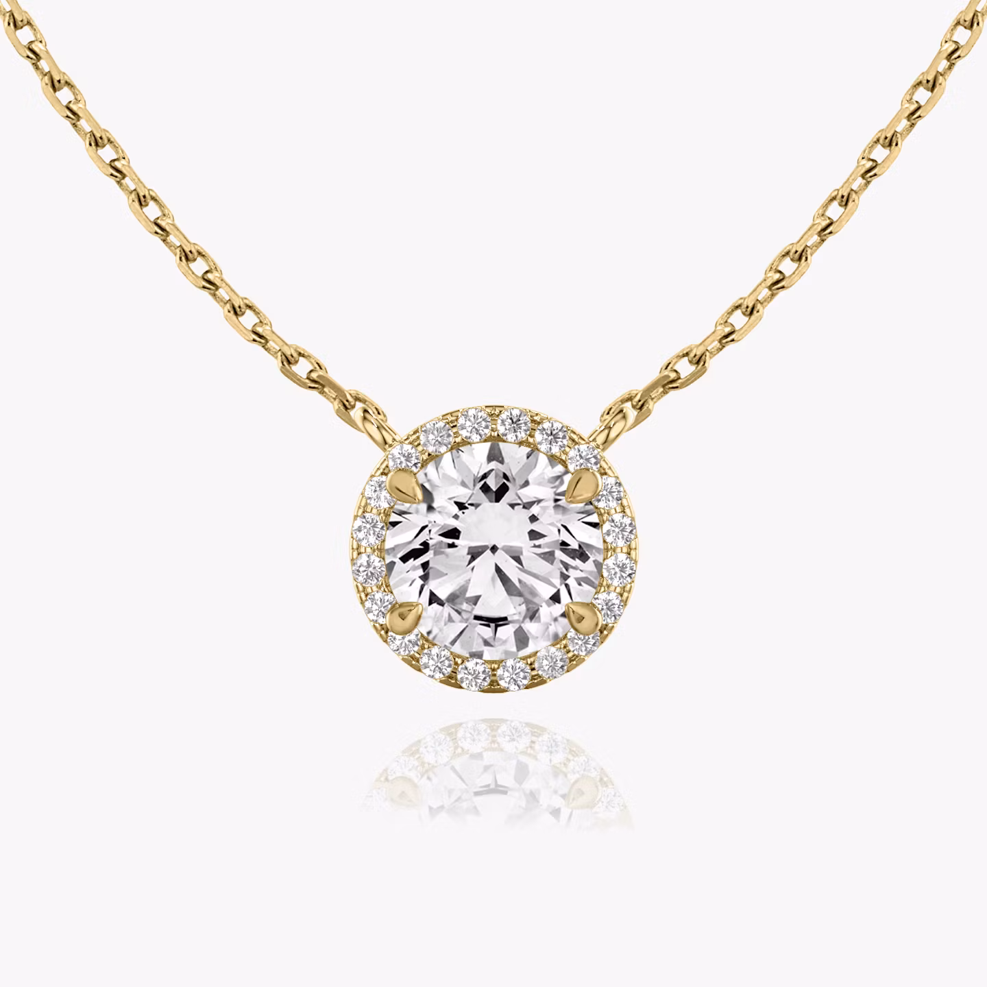 Halo Necklace | Round Brilliant | 14k | Yellow Gold | caratWeight: 0.50ct