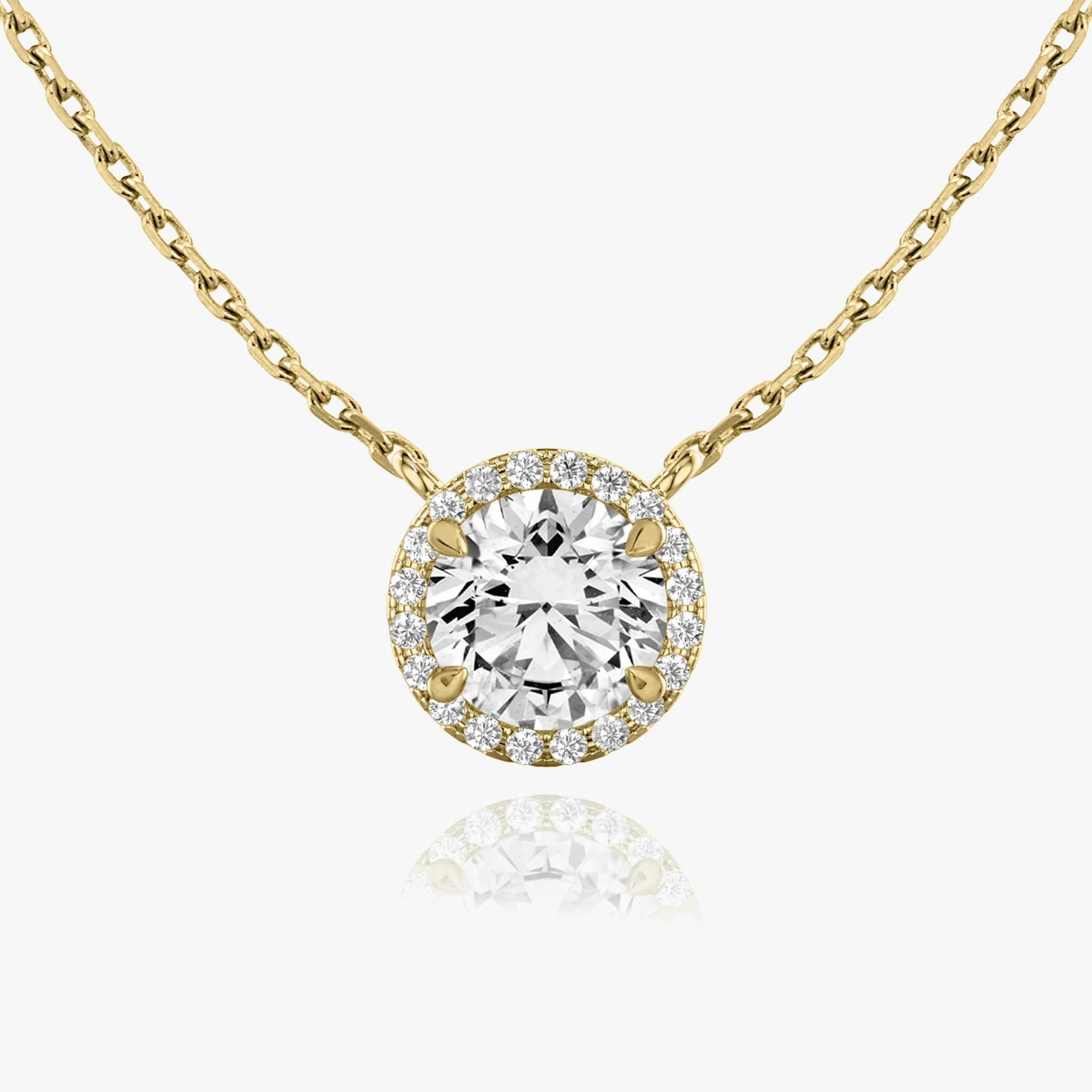 Halo Necklace | Round Brilliant | 14k | Yellow Gold | caratWeight: 0.50ct