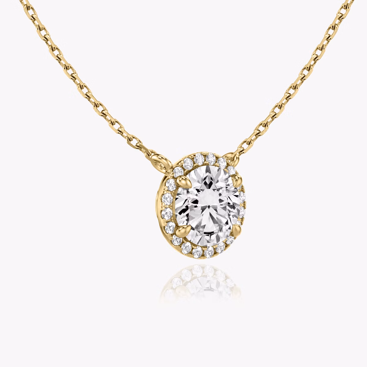 Halo Necklace | Round Brilliant | 14k | Yellow Gold | caratWeight: 0.25ct